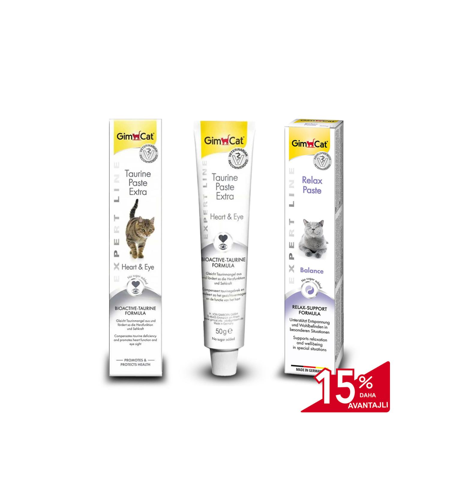 Petcibaba Gimcat Relax Paste Cat Paste & Gimcat Extra Heart and Eye Support Paste for Cats 50gr
