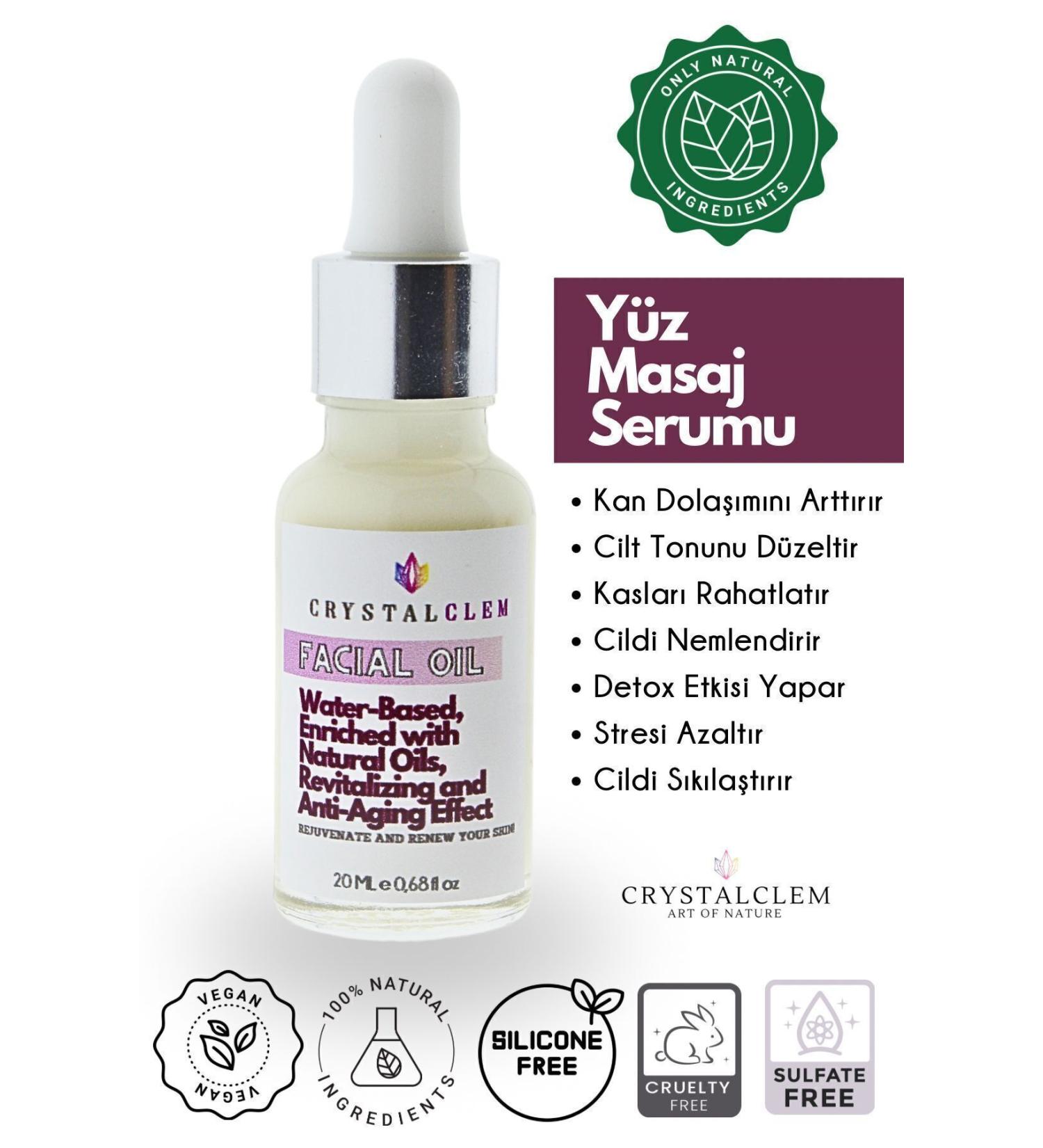 Crystalclem Beauty Face Massage Serum Organic Moisturizes Repairs Nourishes Brightens Face Massage Rejuvenates Day Serum - Buy Online on GoSupps.com