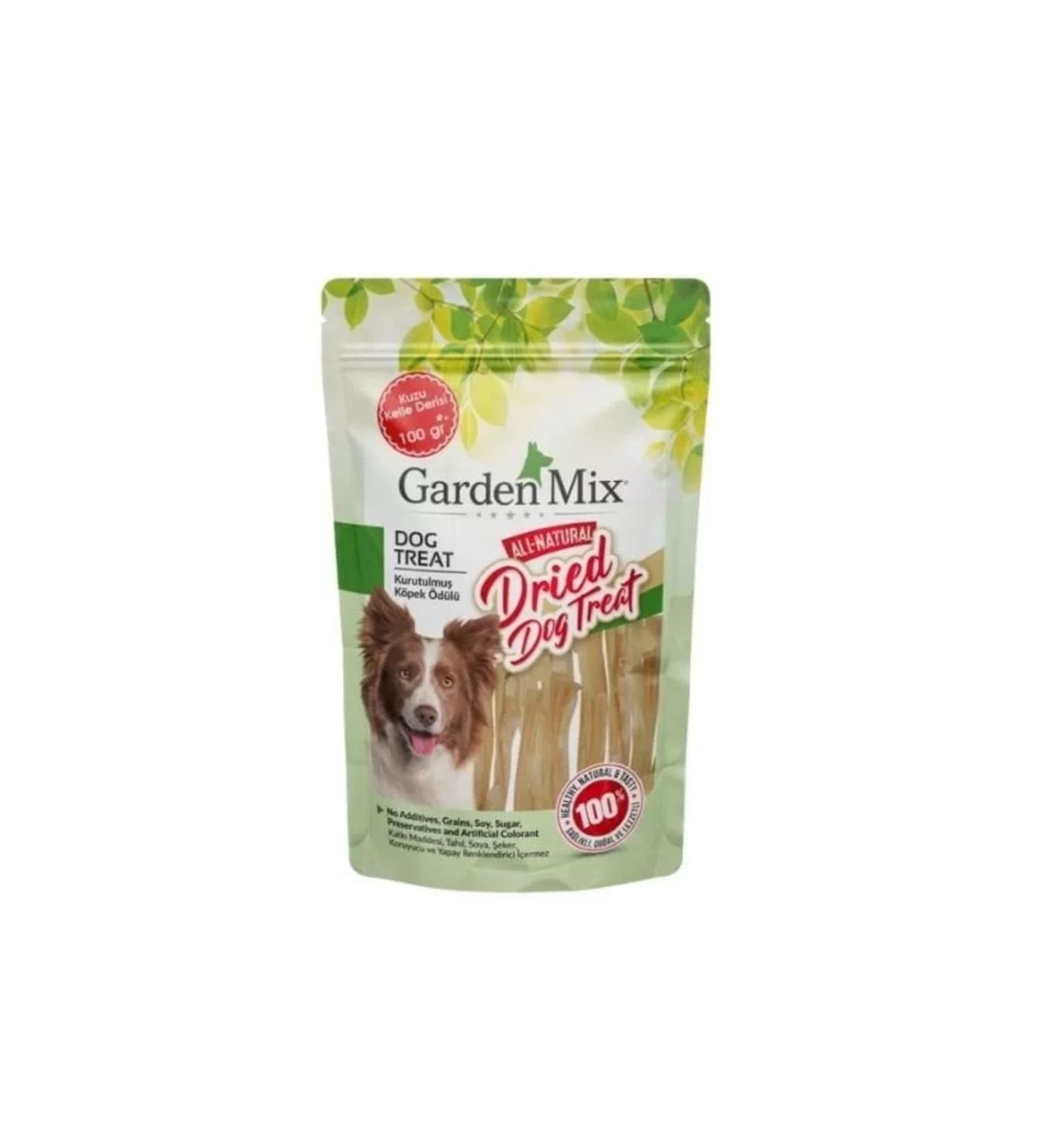 Garden Mix Dried Lamb Head Skin Dog Treats 100 Gr