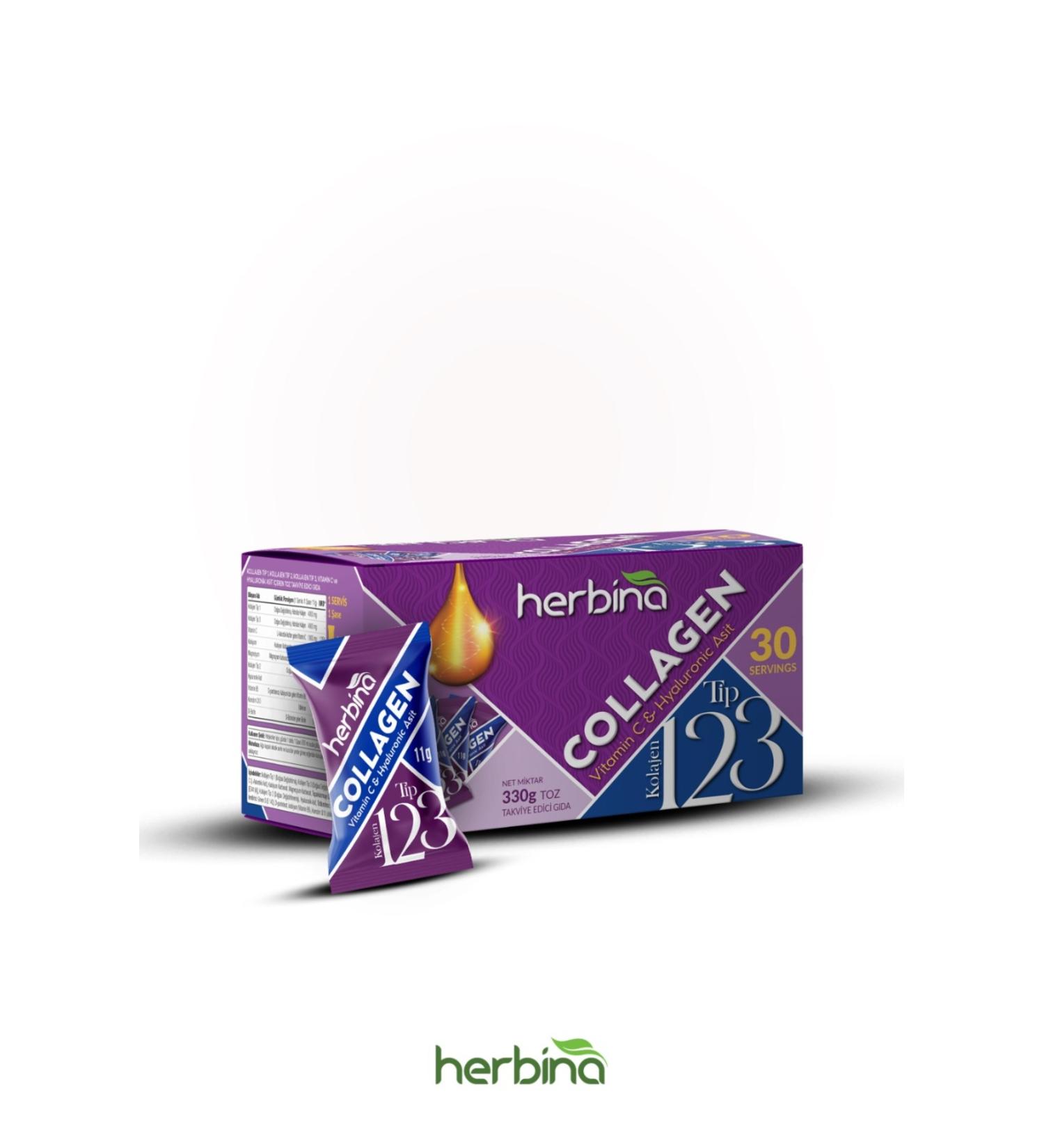 Herbina Type 1 2 3 Collagen Mix Kiwi Flavored 30 Piece Box Kiwi Flavored - Buy Online on GoSupps.com