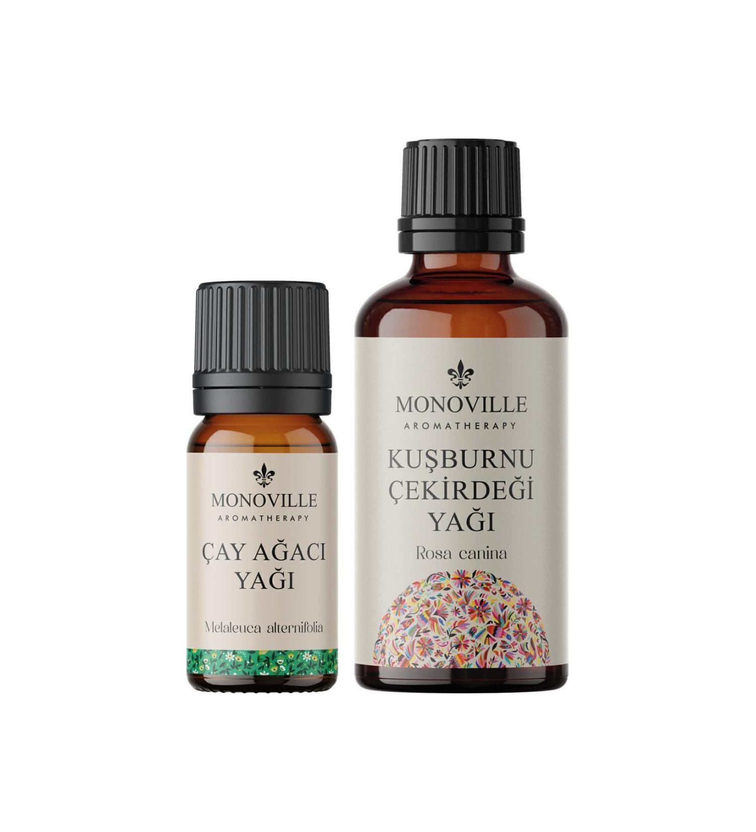 Monoville Tea Tree Oil 10 ml Rosehip Seed Oil 30 ml 0 Pure and Natural (Tea Tree and Rosehip Oil) - Buy Online on GoSupps.com