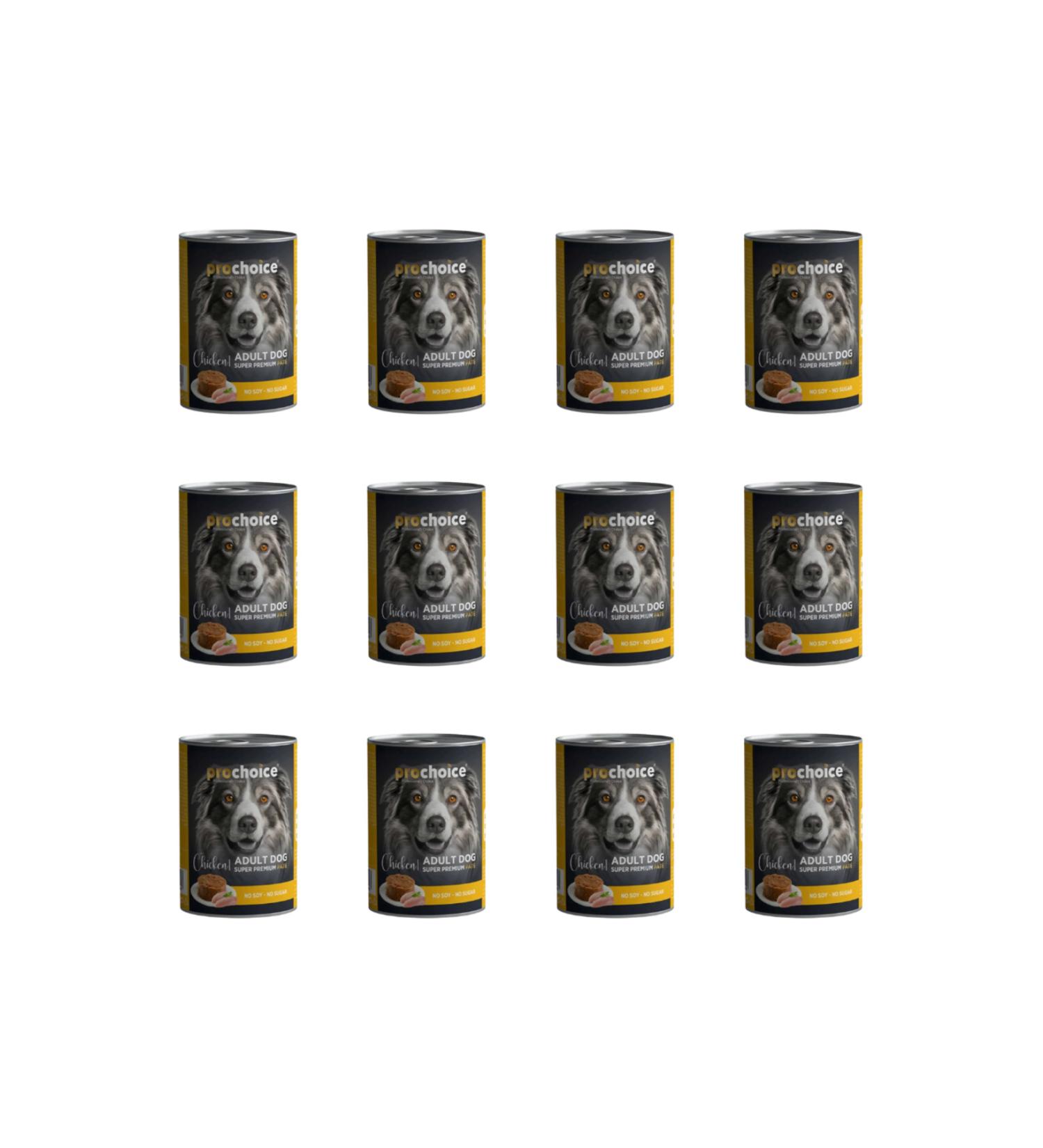 Pro Choice Chicken Meat Paste Canned Dog Food 400 Gr (12 Pieces)