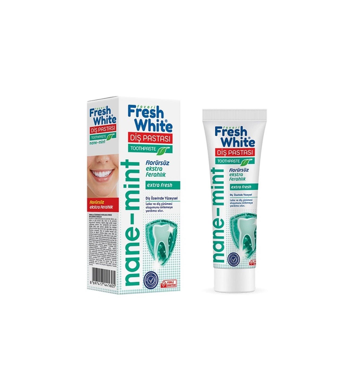 Fresh White Fresh White Toothpaste Fluoride Free Extra Freshness Mint-Mint 90 Gr