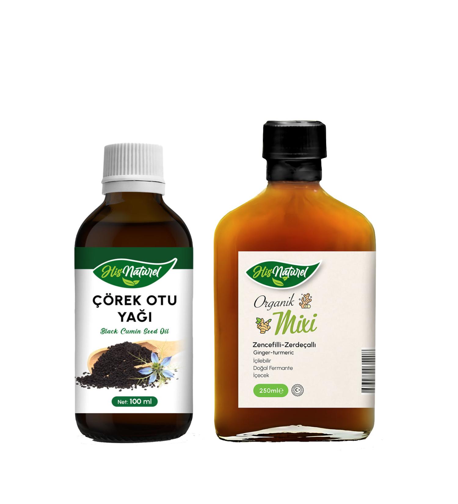 His Naturel Organic Pure Black Cumin Oil Turmeric Ginger Mix Set