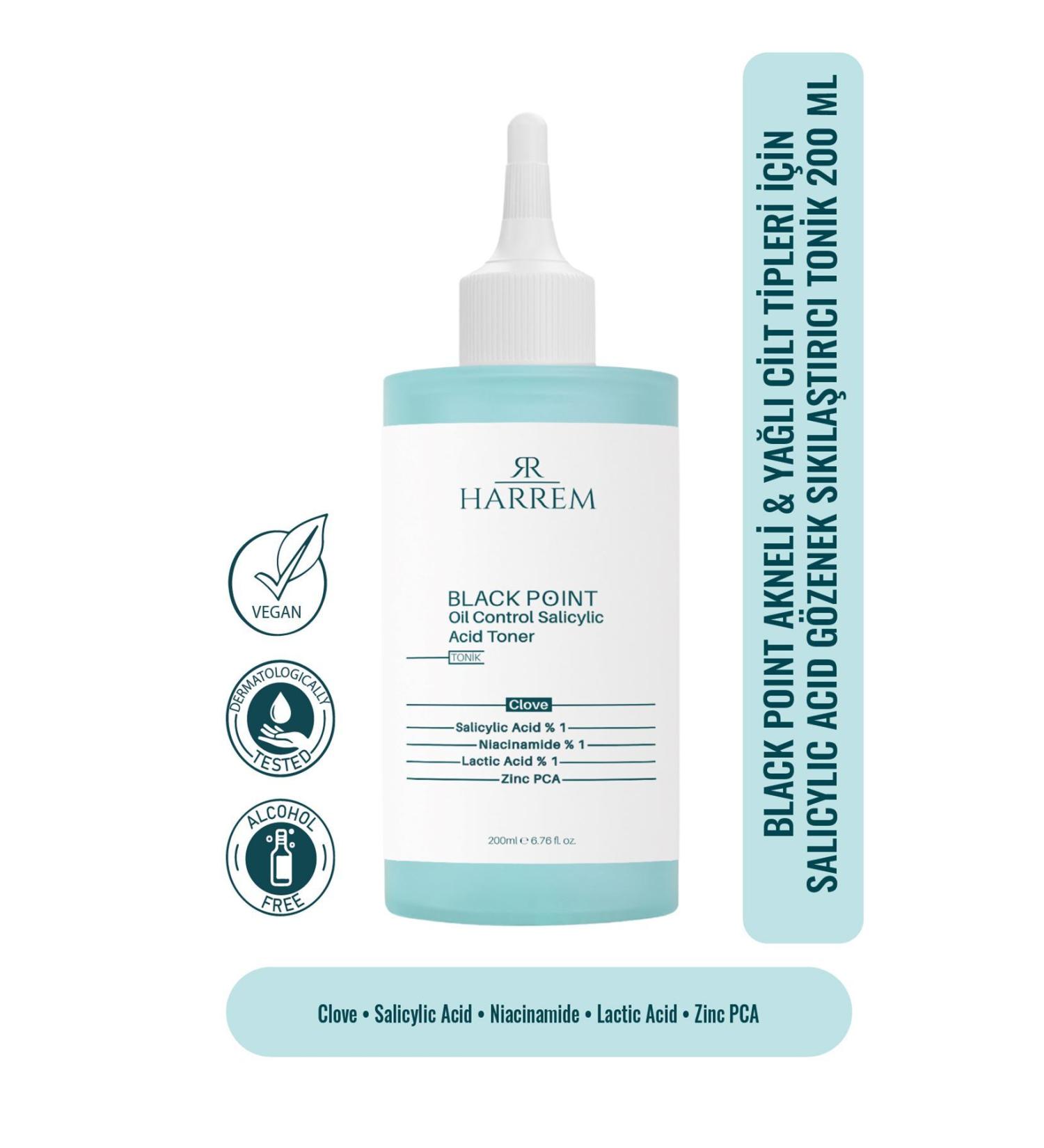 Harrem Acne & Oily Skin Types Salic Acid Pore Tightening Tonic 200 ml Black P.int - Buy Online on GoSupps.com