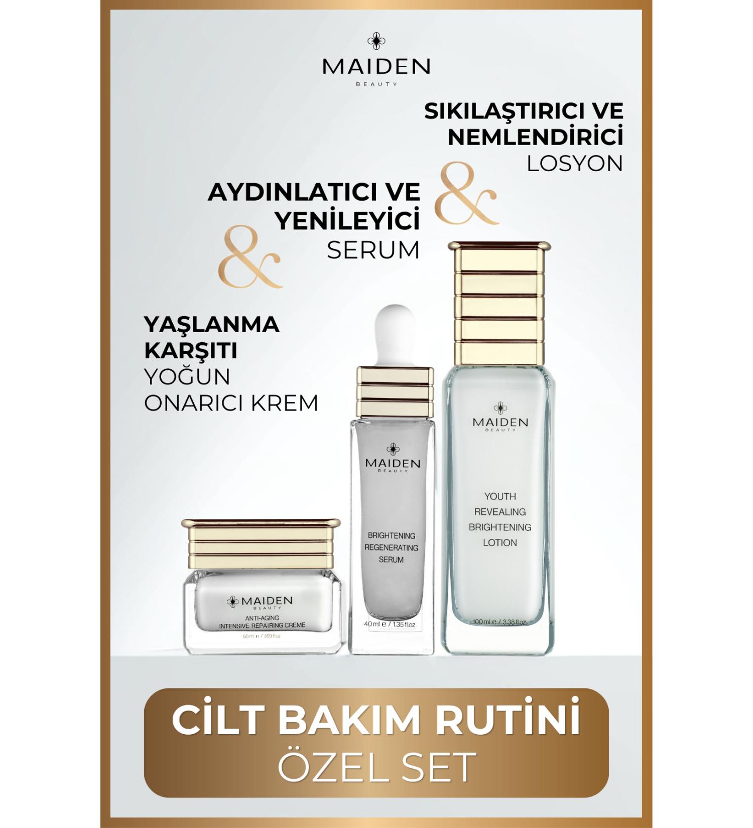 Maiden Beauty Skin Care Routine Special Set Anti-Aging Intensive Repair Cream Regenerating Serum & Moisturizing Lotion