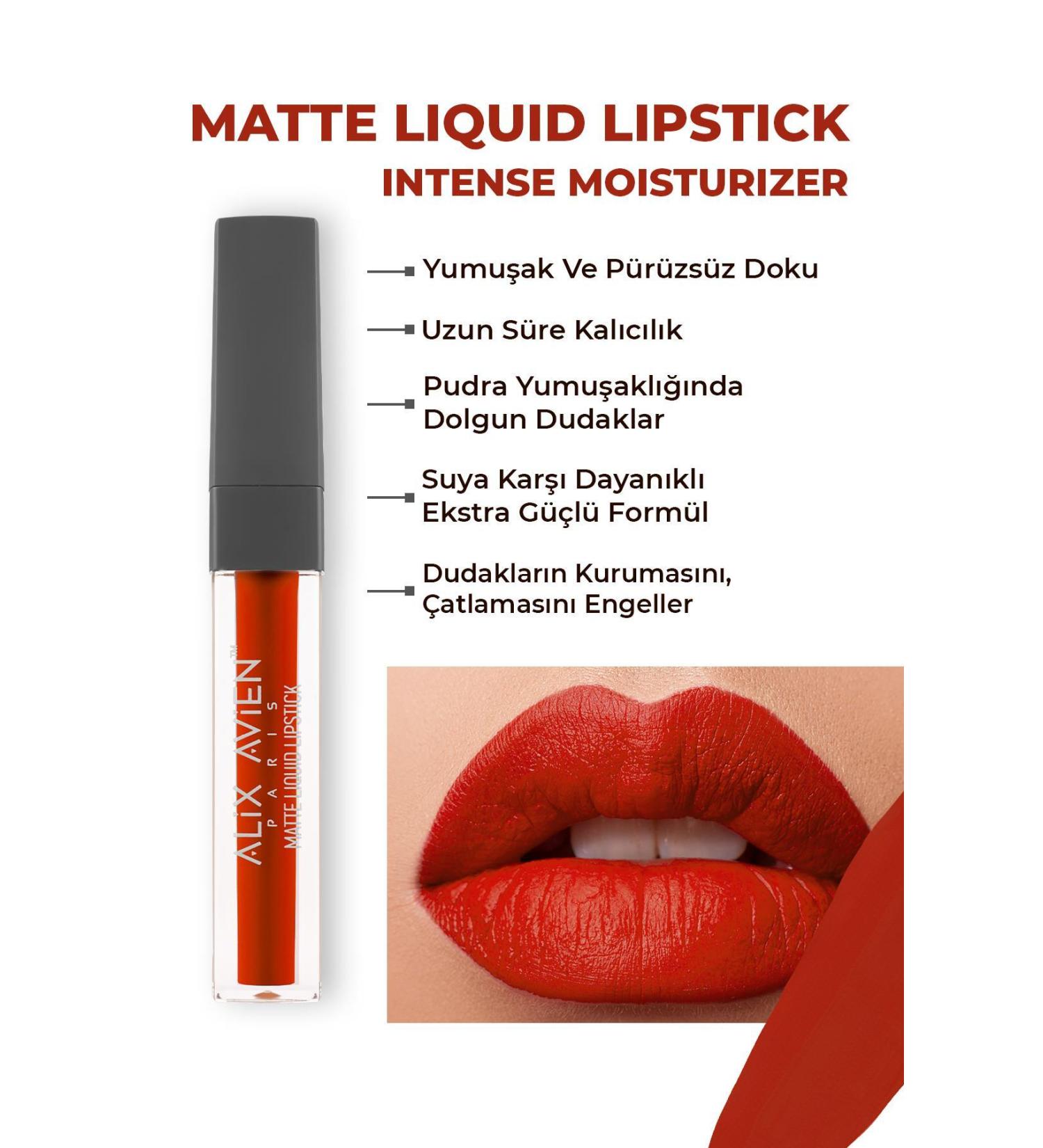 Alix Avien 520 Red Carpet Matte Finish Liquid Lipstick - Lasting Effect Up to 8 Hours - Matte Liquid Lipstick