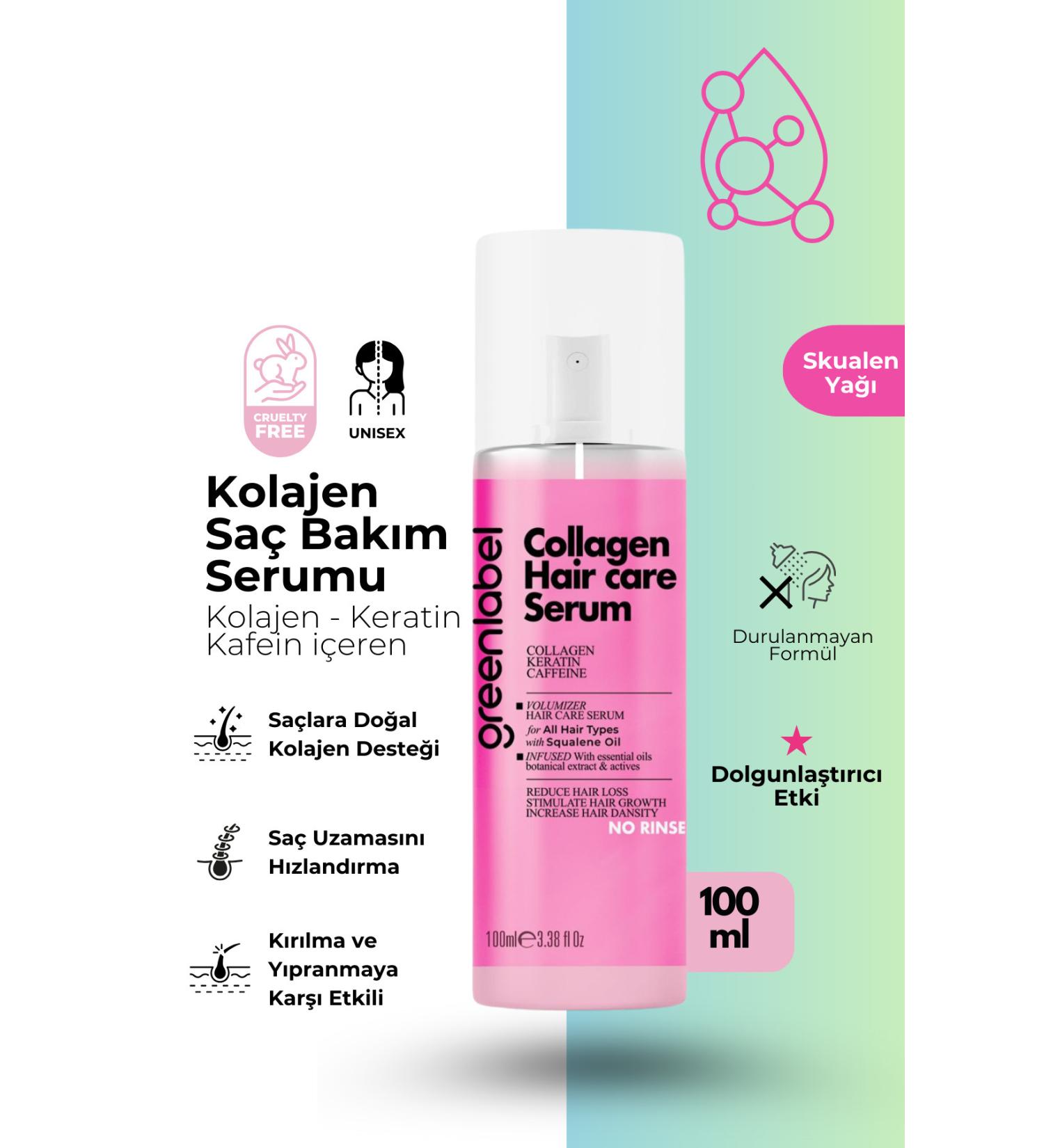 Green Label Collagen Keratin and Rose Water Enriched No-Rinse Hair Serum 100 ml - Buy Online on GoSupps.com