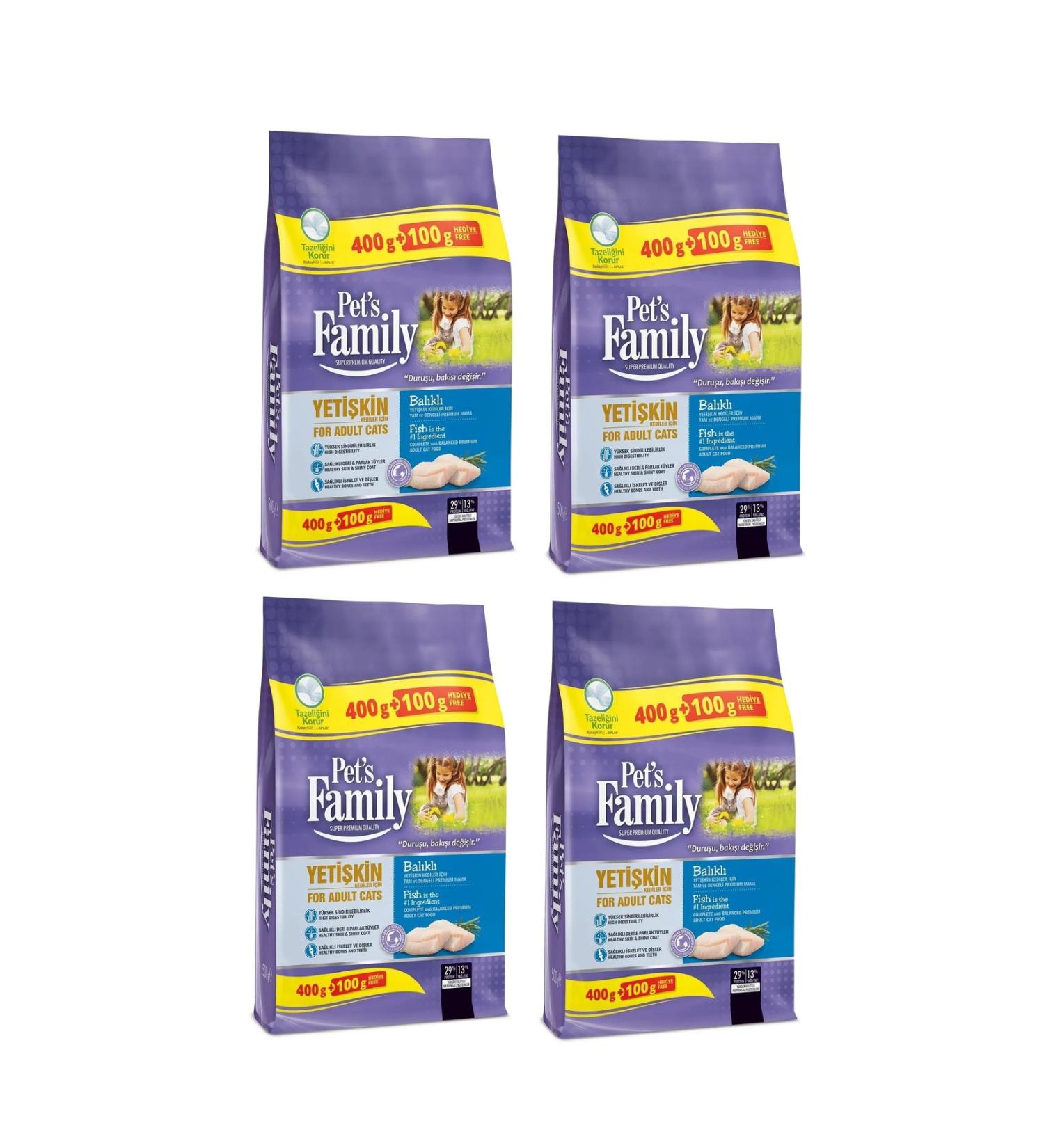 Pets Family Fish Adult Cat Food 500 gr X 4 Packages (TOTAL 2000 GR)