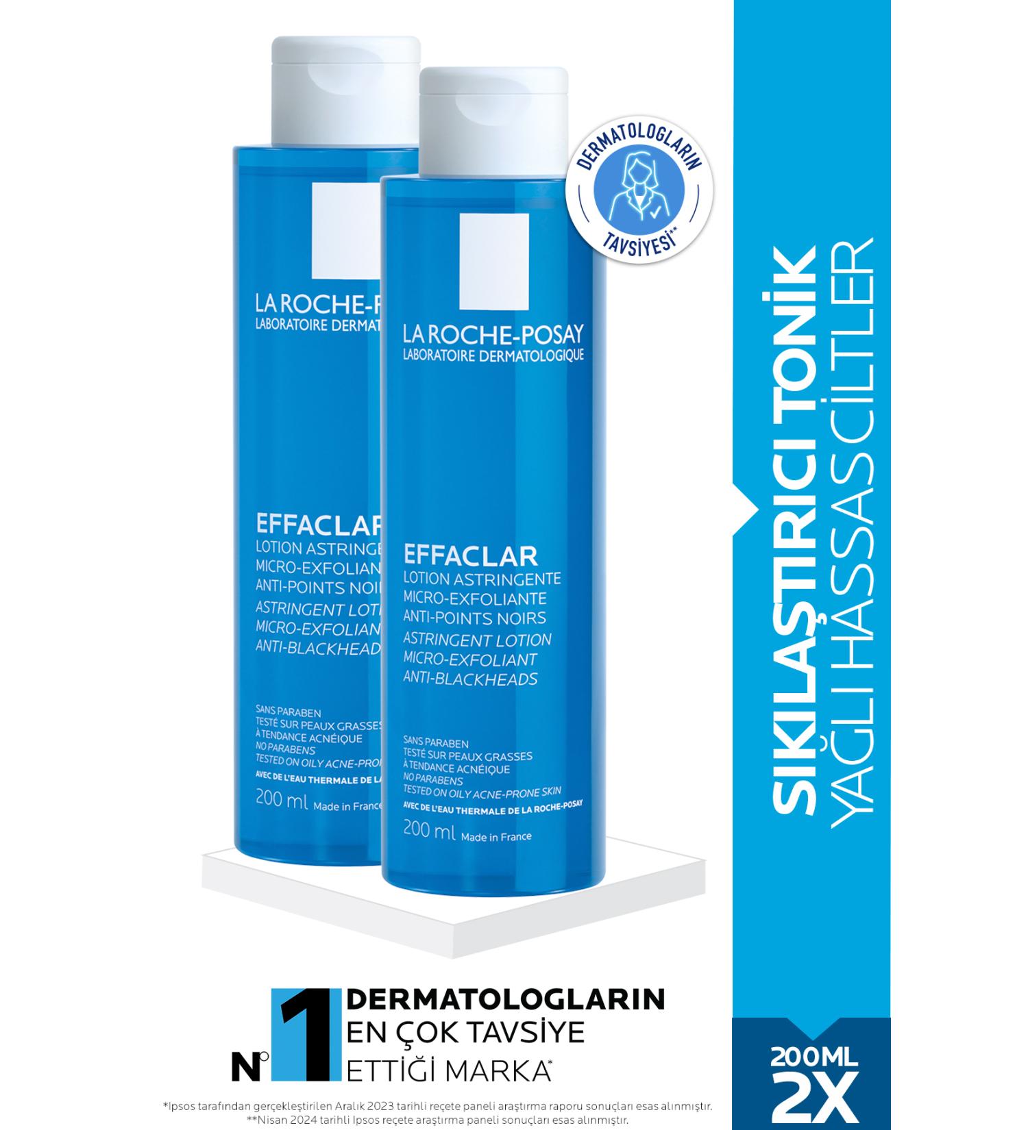 La Roche Posay Effaclar Toner Oily/Acne Prone Skin Pore Tightener 200ml X2 - Buy Online on GoSupps.com