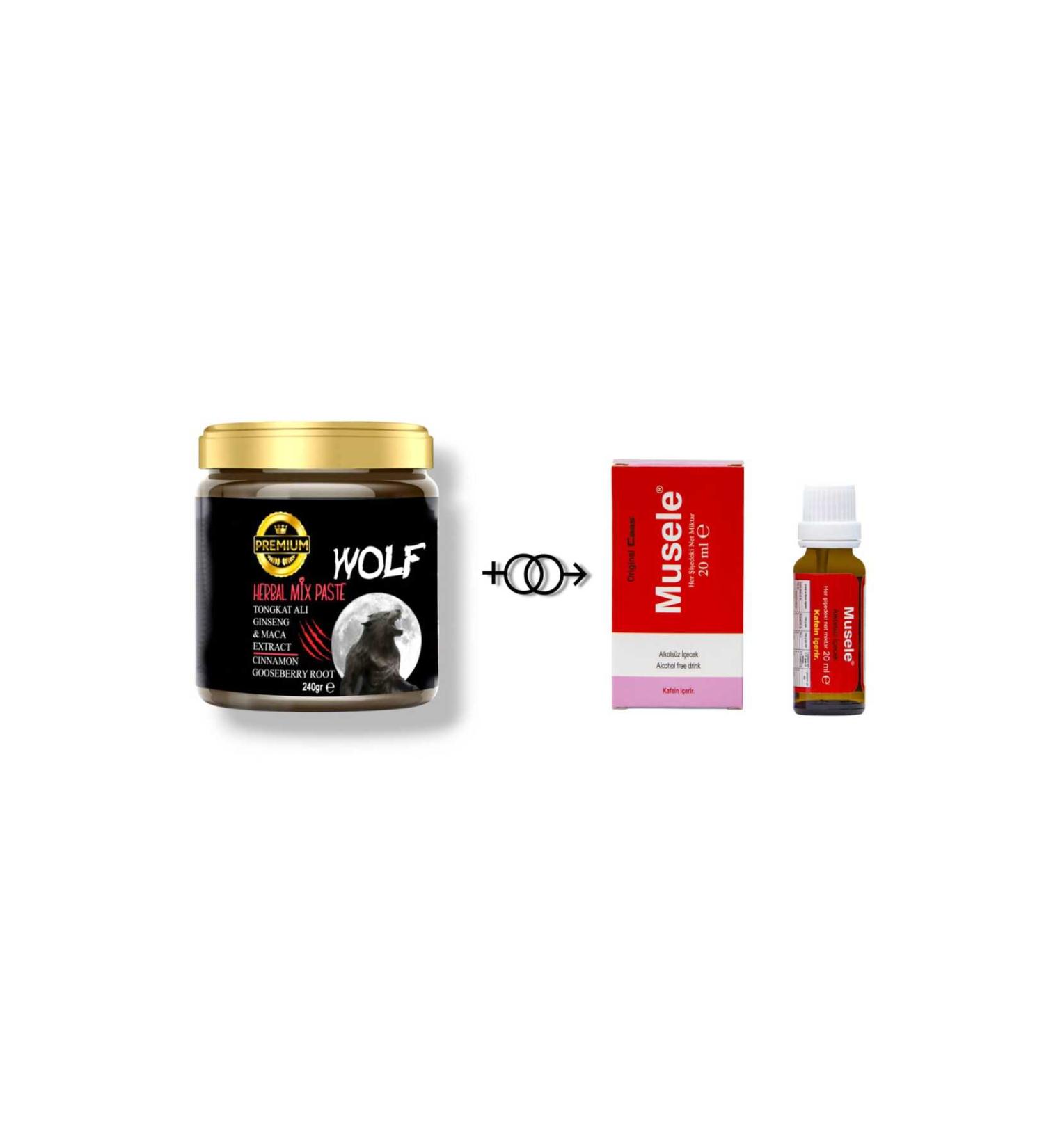 Natural Boost Premium Wolf 24 Hour Effective Natural Herbal Mix Paste 240 Gr & Women's Love Enhancer Drops - Buy Online on GoSupps.com