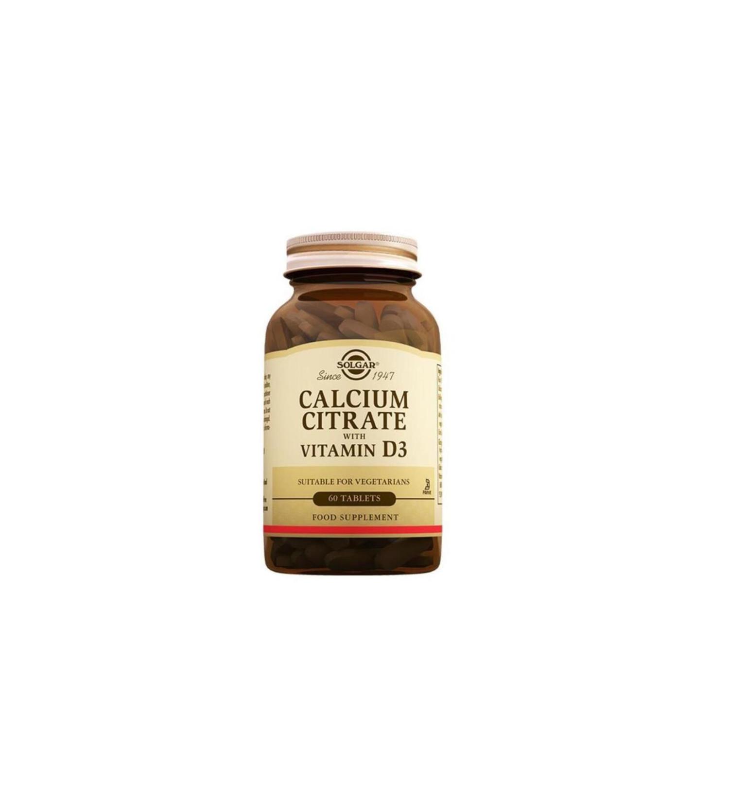 Solgar Calcium Citrate With Vitamin D 3 60 Tablets