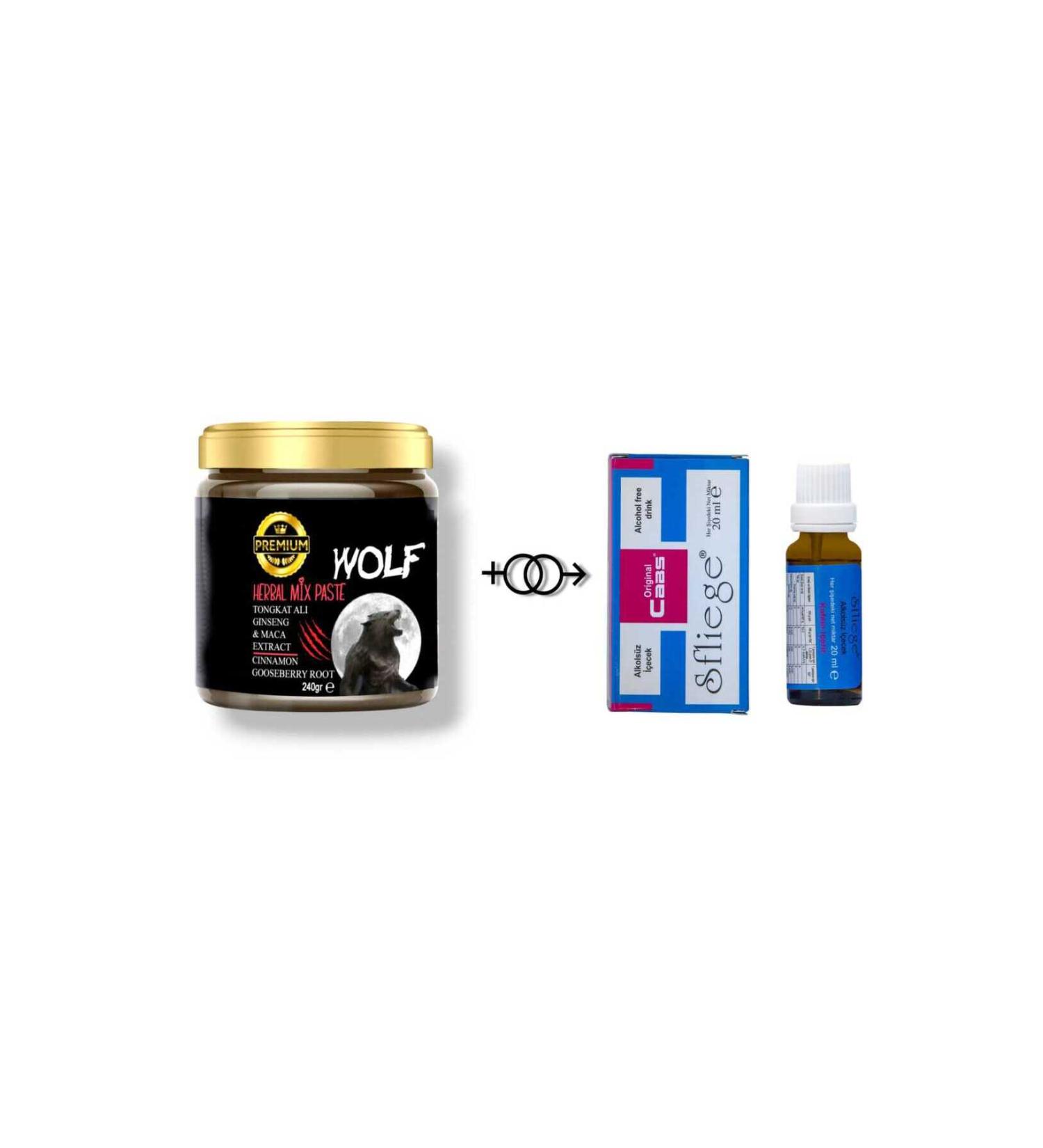 Natural Boost Premium Wolf 24 Hour Effective Natural Herbal Mix Paste 240 Gr & Women's Love Enhancer Drops - Buy Online on GoSupps.com