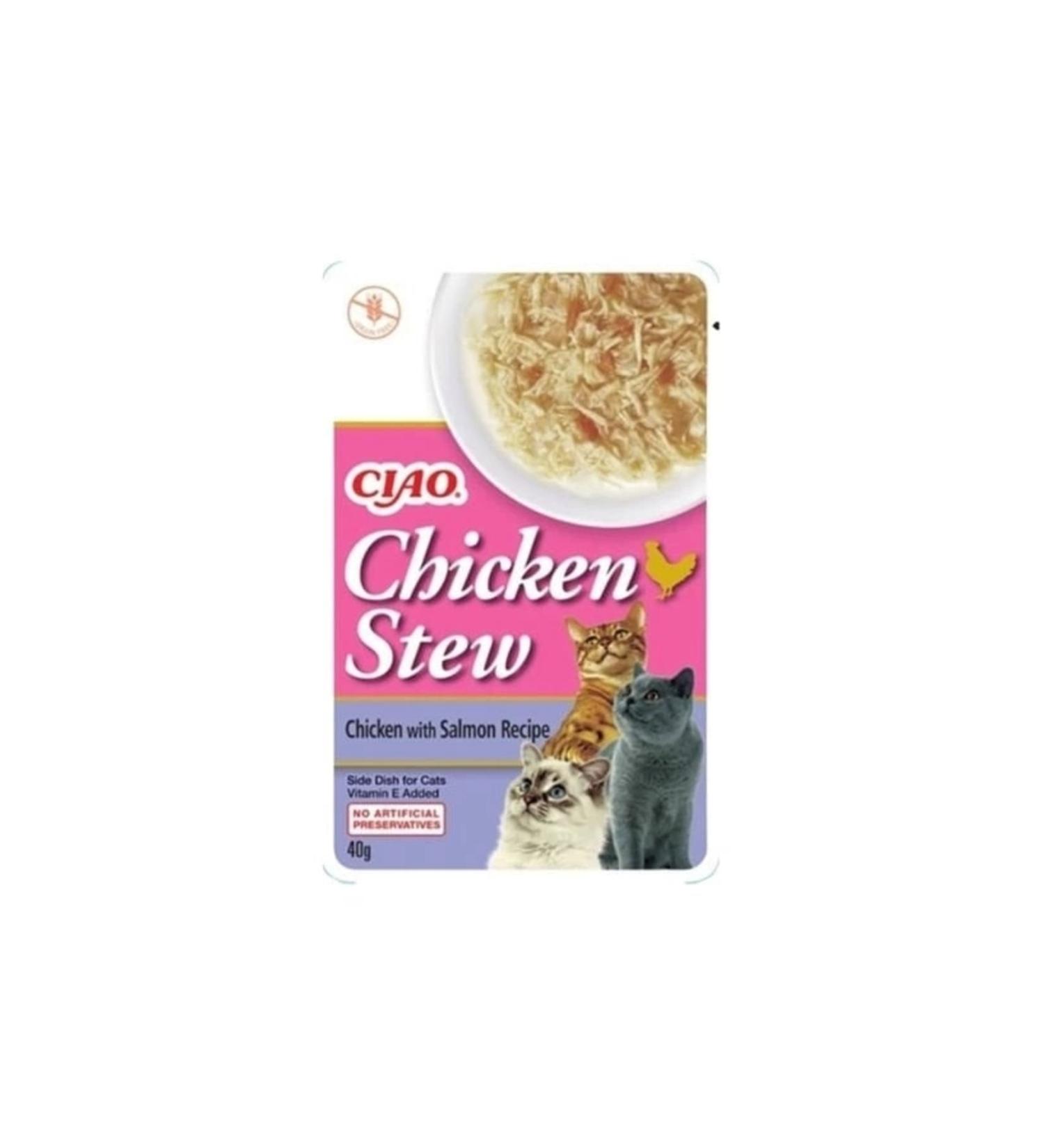 Inaba Ciao Chicken Stew Chicken Casserole and Salmon Pate Adult Canned Cat Food 40 gr