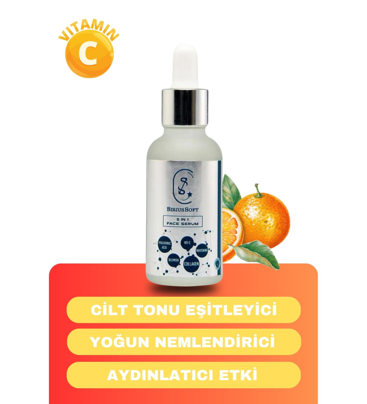 SiriusSoft 5 In 1 Anti-Spot Brightening Vitamin C Serum Tone Equalizing Face Care Serum - Buy Online on GoSupps.com