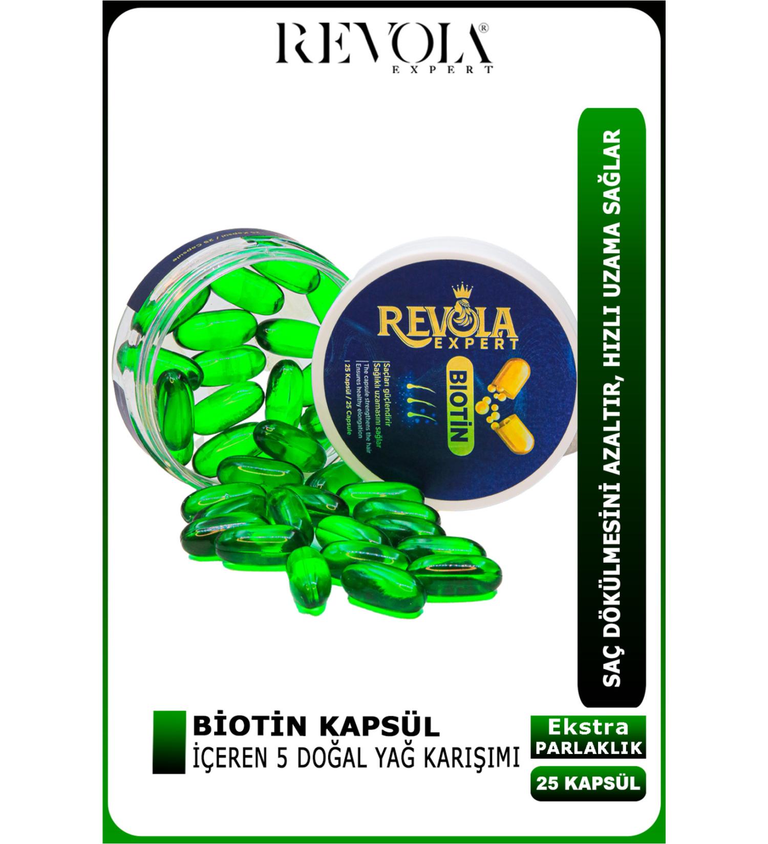 REVOLA EXPERT 5 natural oil blend containing Biotin capsule reduces hair loss and gives extra shine - Buy Online on GoSupps.com