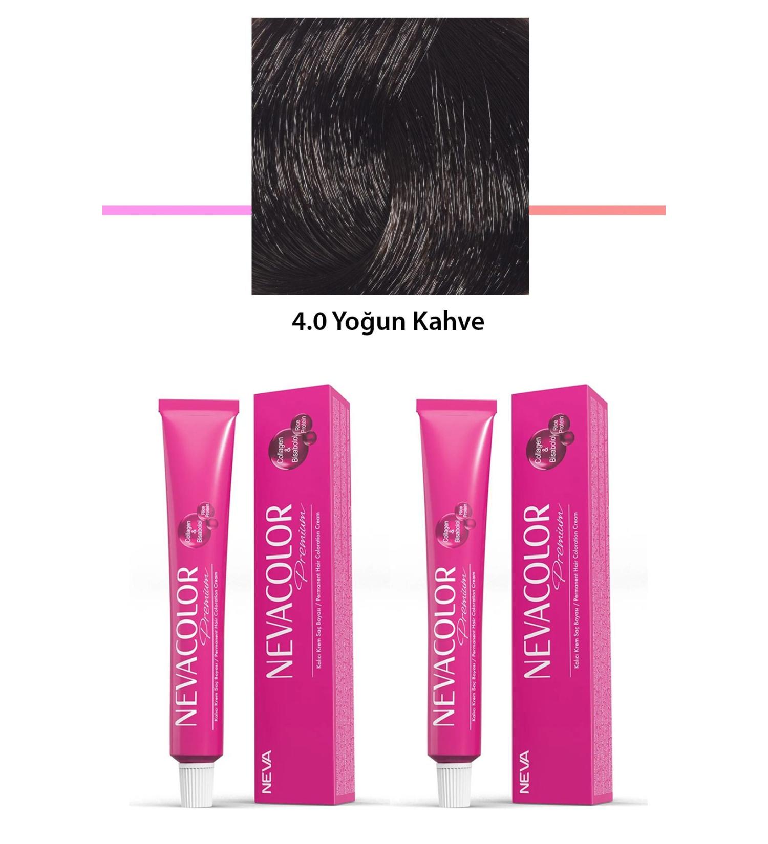 Set of 2 Premium 4.0 Intense Brown - Permanent Cream Hair Dye 2 X 50 g Tube
