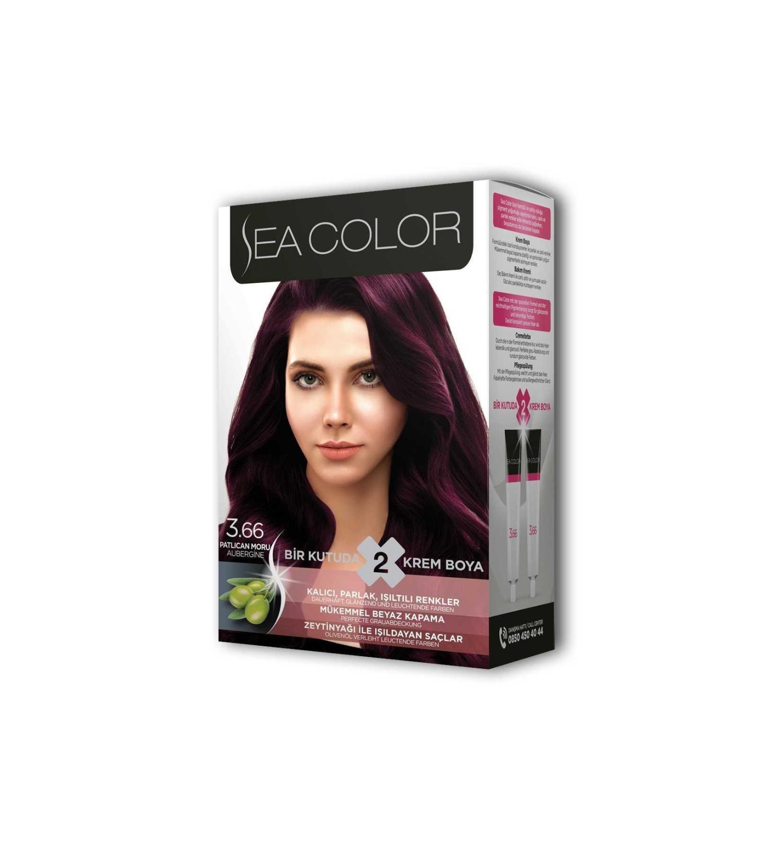 Easy Supply 2 Tube Cream Hair Dye Set Eggplant Purple No: 3.66