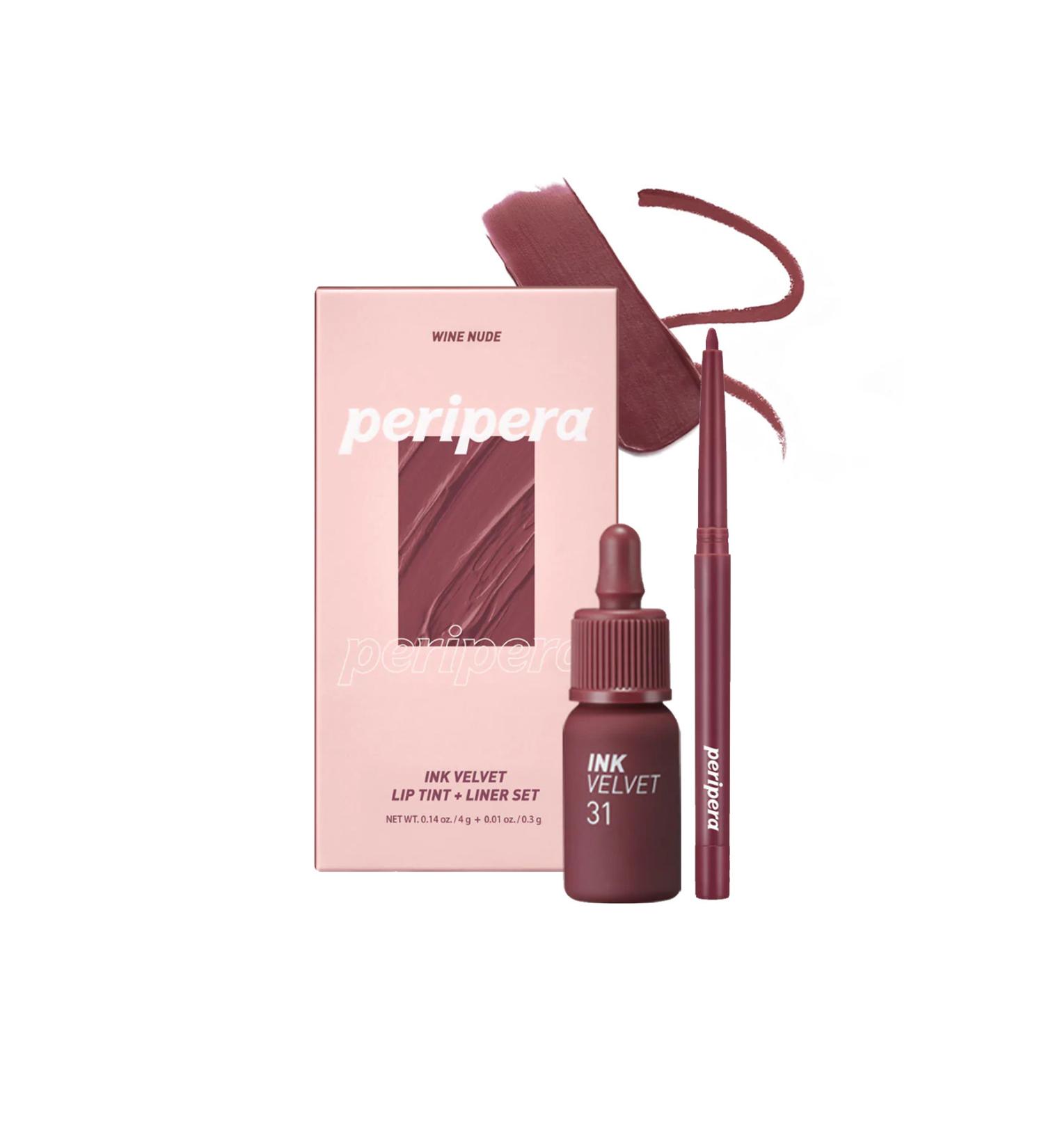 PERIPERA Velvet Look Tint and Lip Liner Peripera Ink Velvet + Lip Liner Set (002 Wine Nude) - Buy Online on GoSupps.com