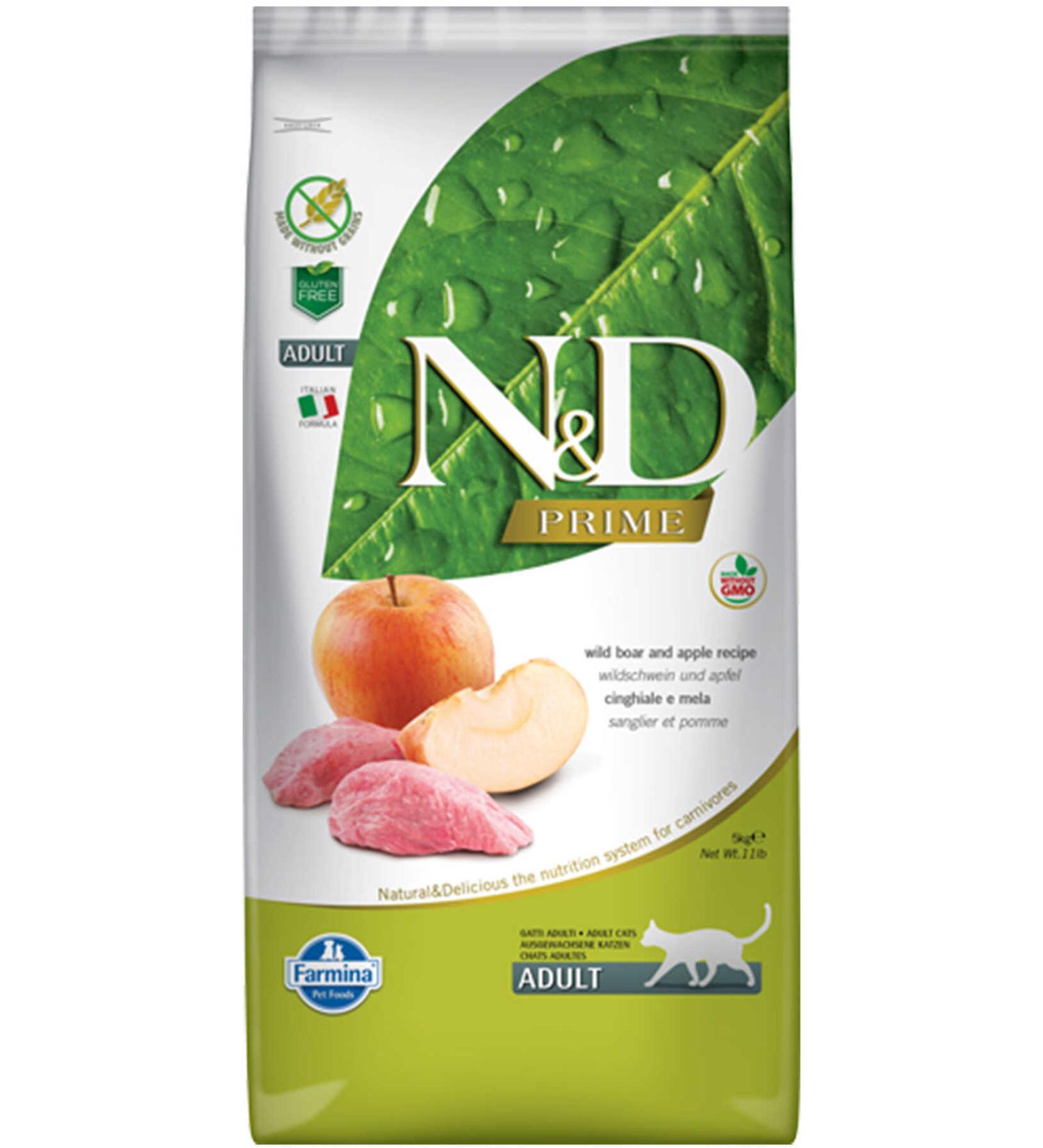 N & D ND Prime Grain Free Wild Boar & Apple Adult Cat Food 5kg