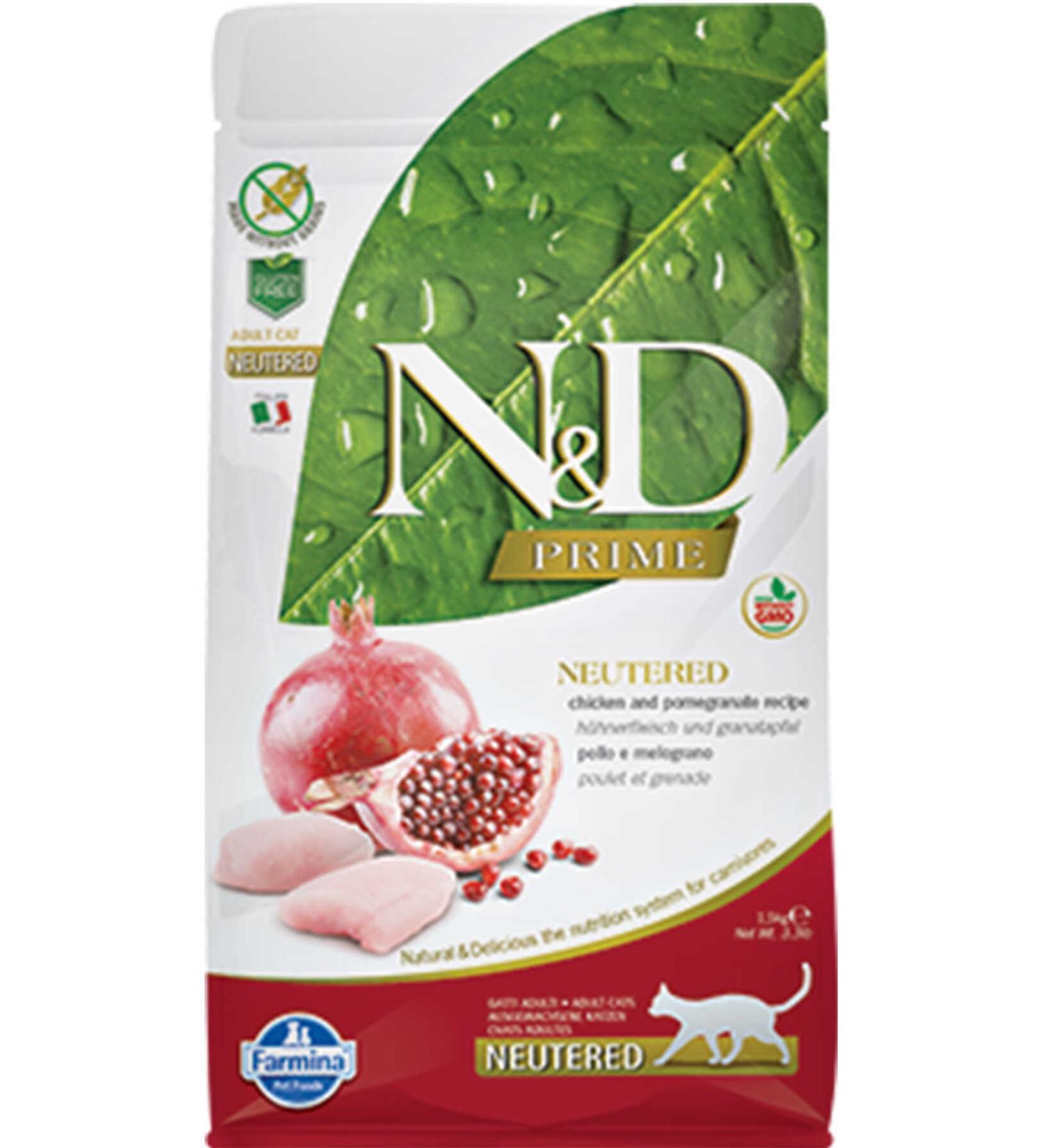 N & D ND Prime Grain-Free Chicken and Pomegranate Sterilized Cat Food 1.5kg