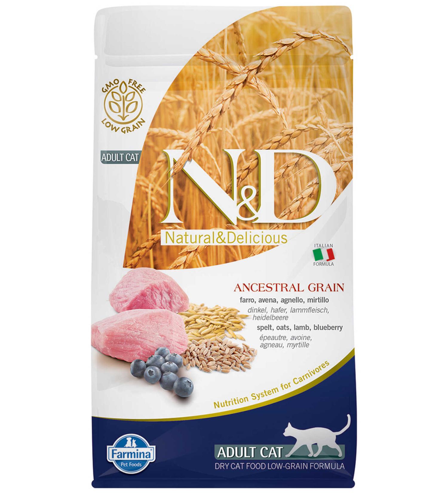 N & D ND Ancestral Grain Low Grain Lamb & Blueberry Adult Cat Food 5kg