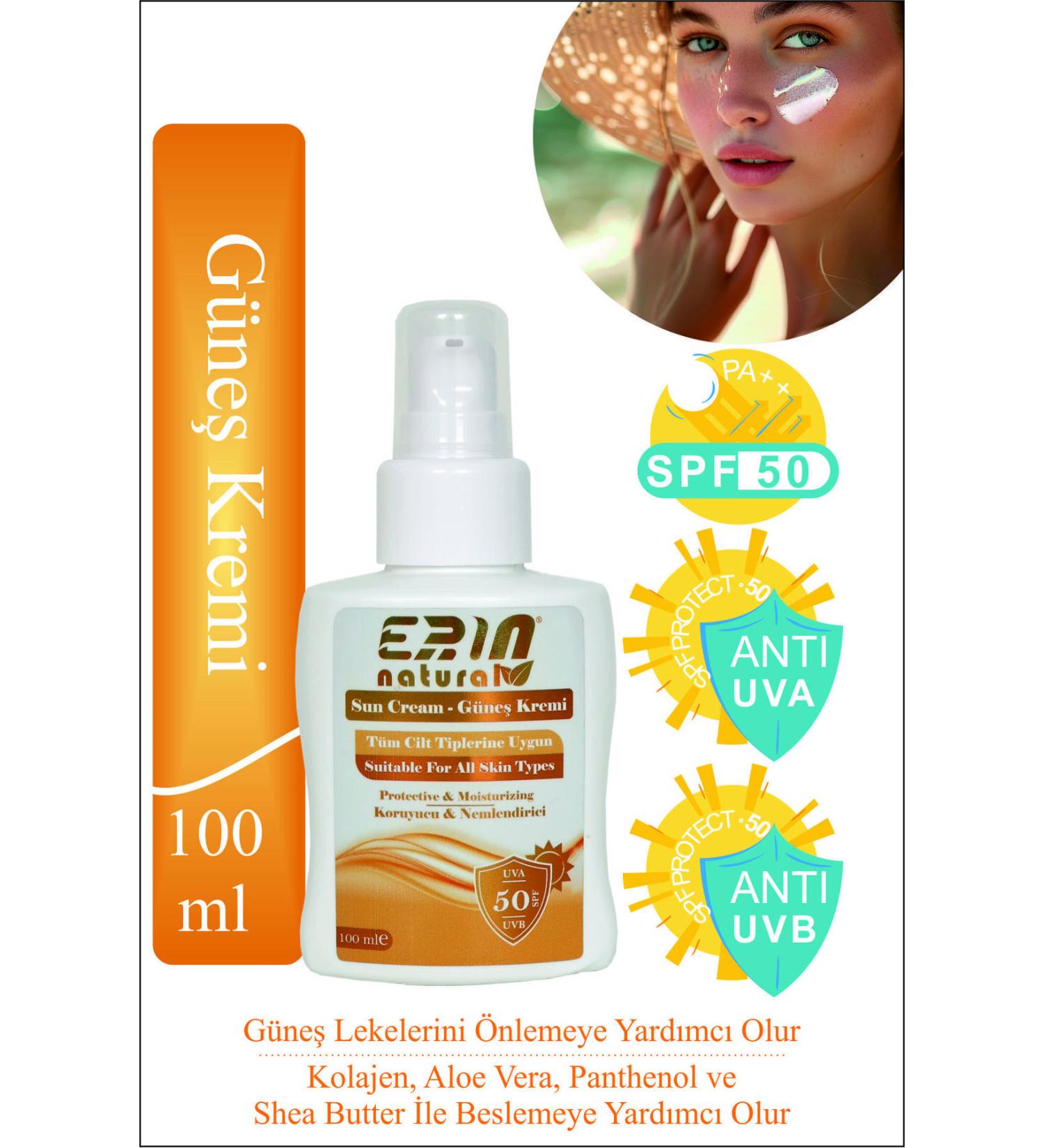 Erin Natural Sun Cream High Protection 50 Spf 100 ml