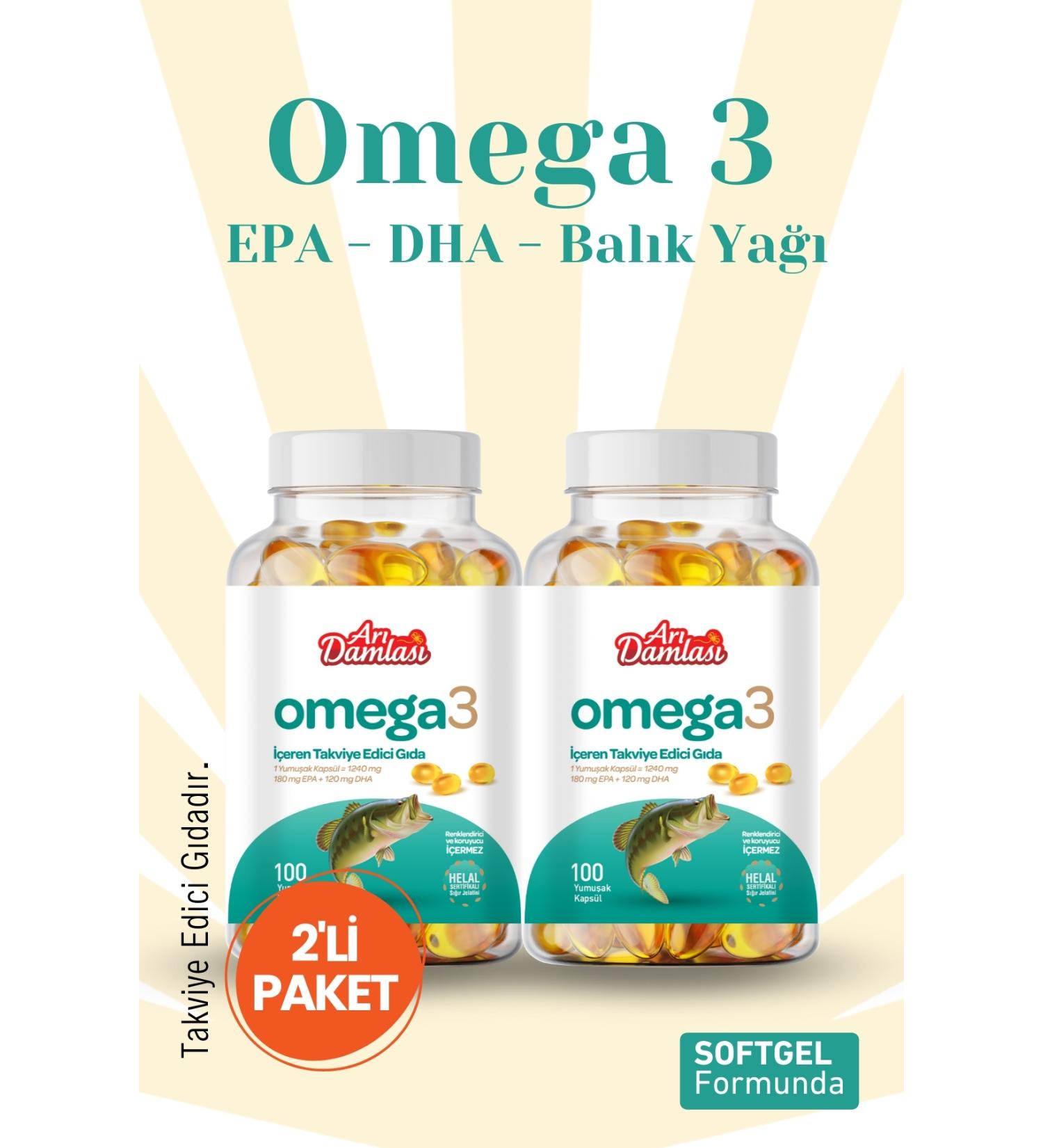 Bee Drops OMEGA 3 CONTAINING SUPPLEMENTARY FOOD 100 SOFT CAPSULES (2-PACK)