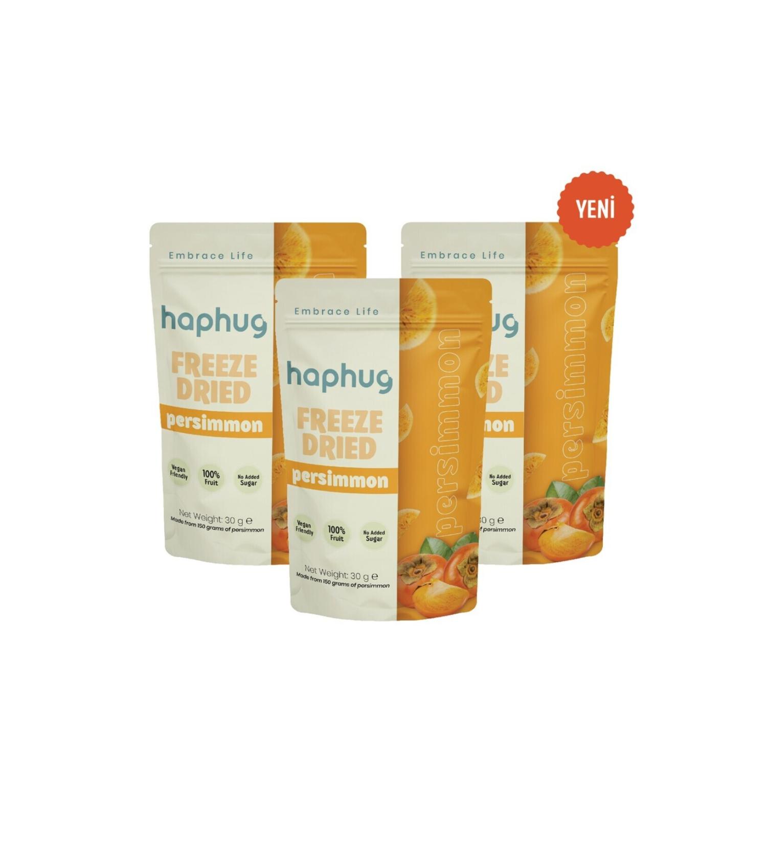 HapHug 3 Pack Freeze Dried Persimmon - Freeze Dried Persimmon 30g x 3 - Buy Online on GoSupps.com