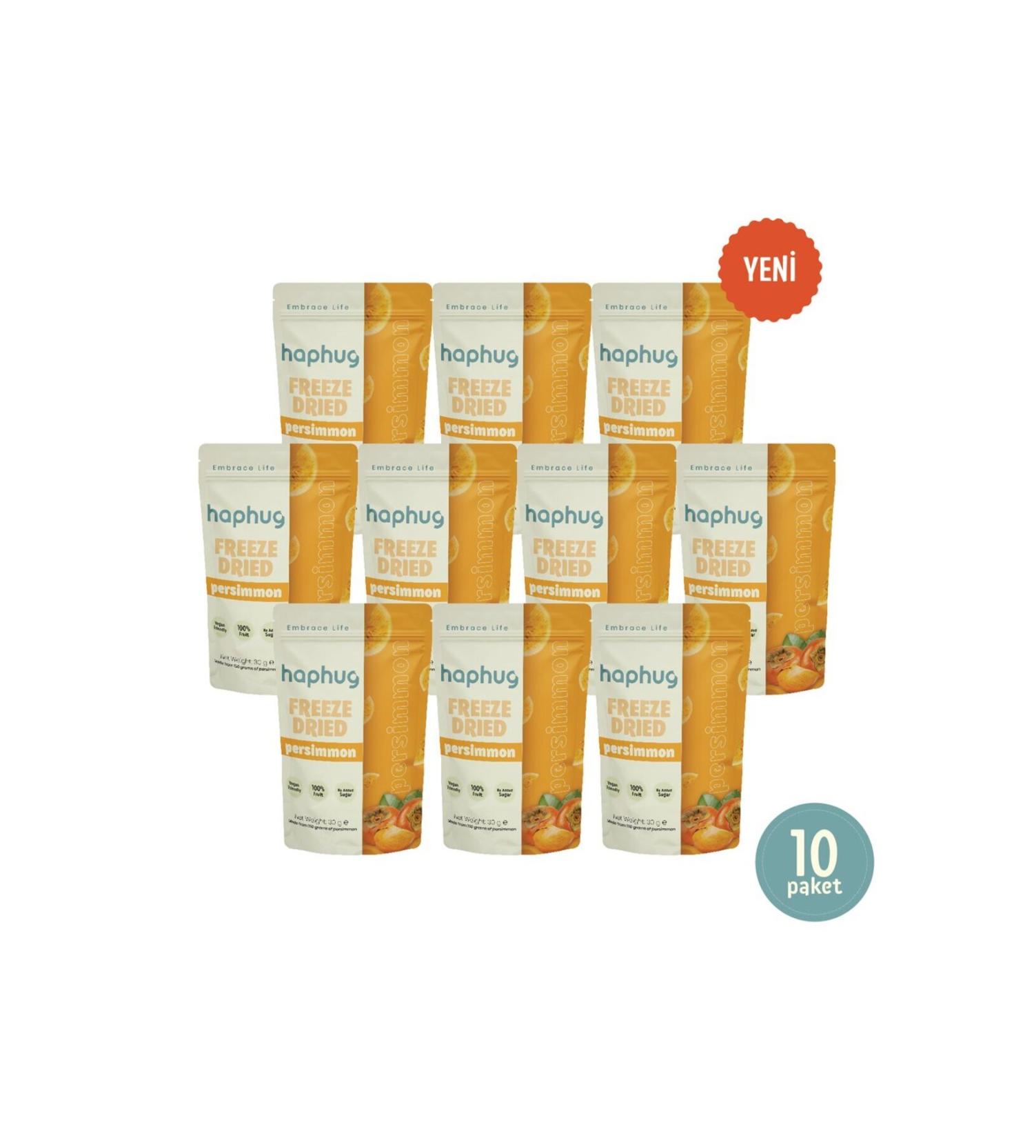 HapHug 10 Pack Freeze Dried Persimmon - Freeze Dried Persimmon 30g x 10 - Buy Online on GoSupps.com