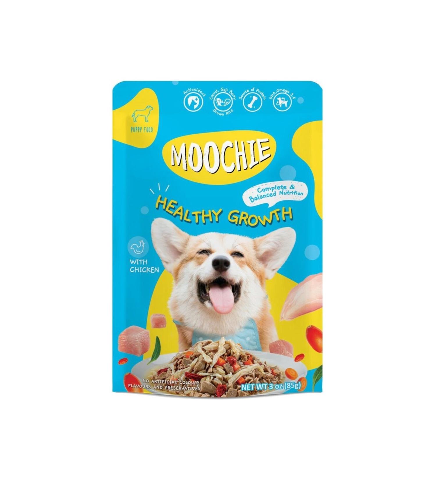 MOOCHIE 12 Pack Puppy Food Chicken Meat Fried - Healthy Growth 85g