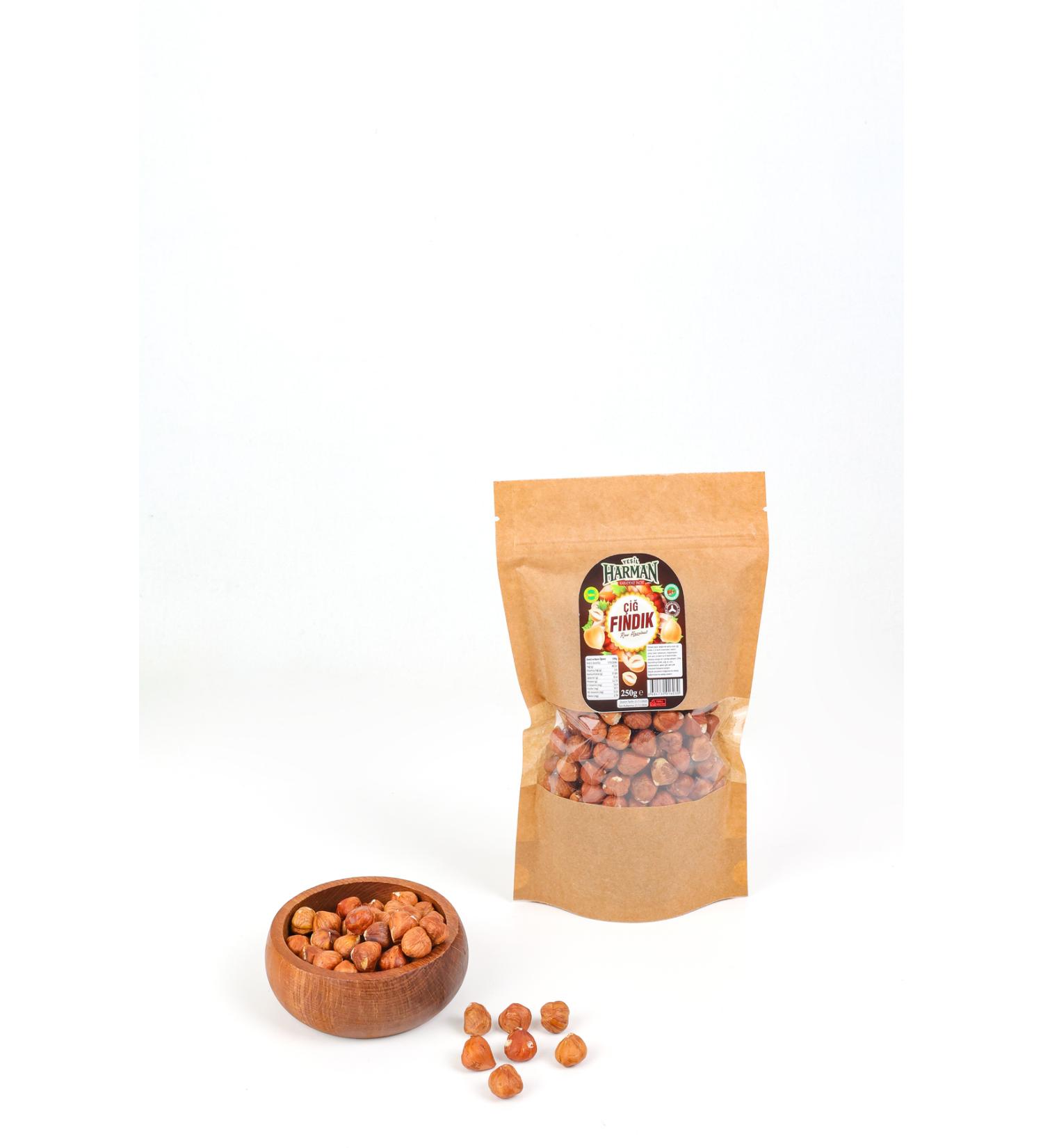 Green Blend Raw Hazelnut Organic Natural Hazelnut Giresun Hazelnut 250g Doypack Package