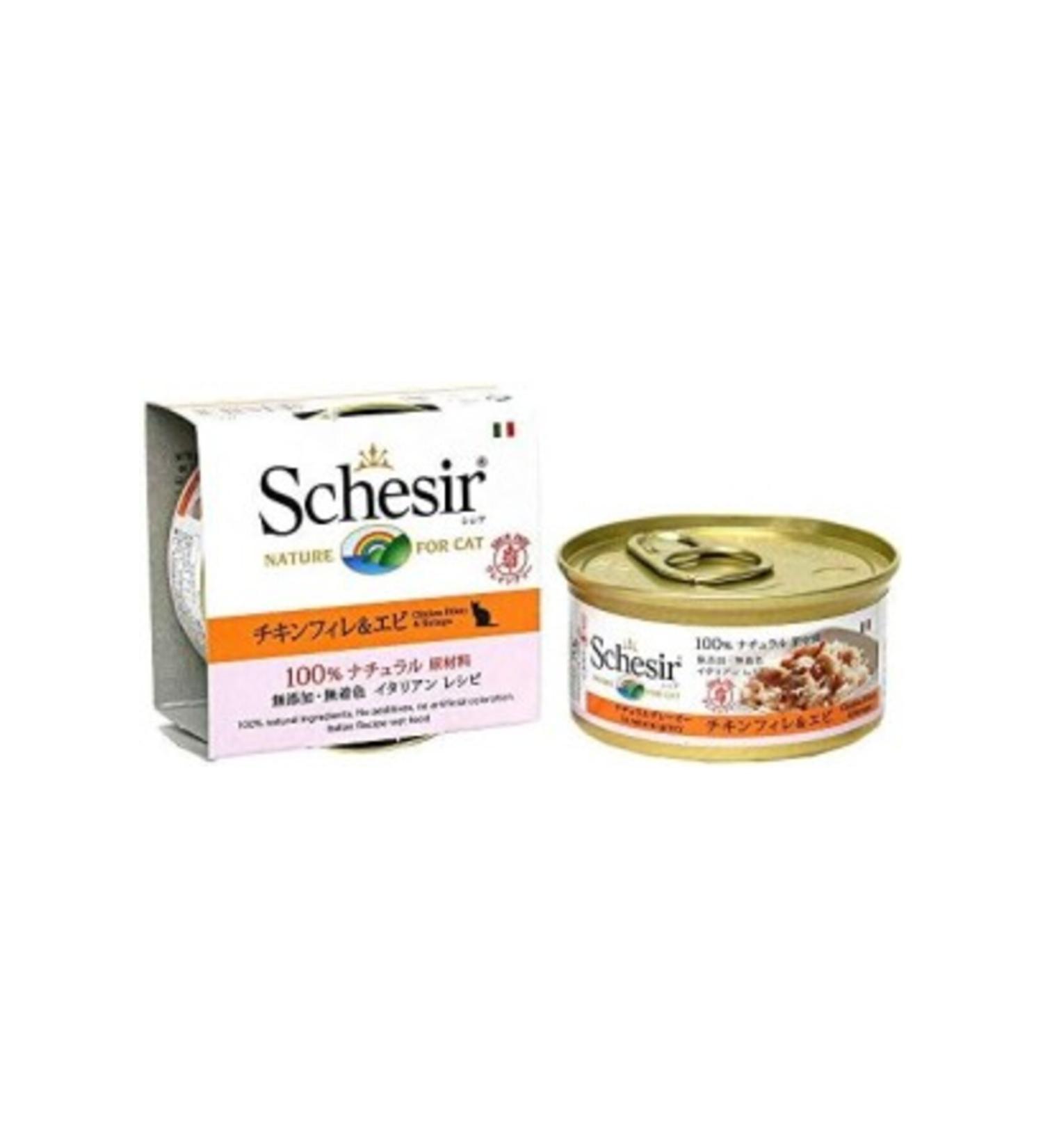 Schesir Adult Cat Canned Food 70 Gr Chicken Meat + Shrimp