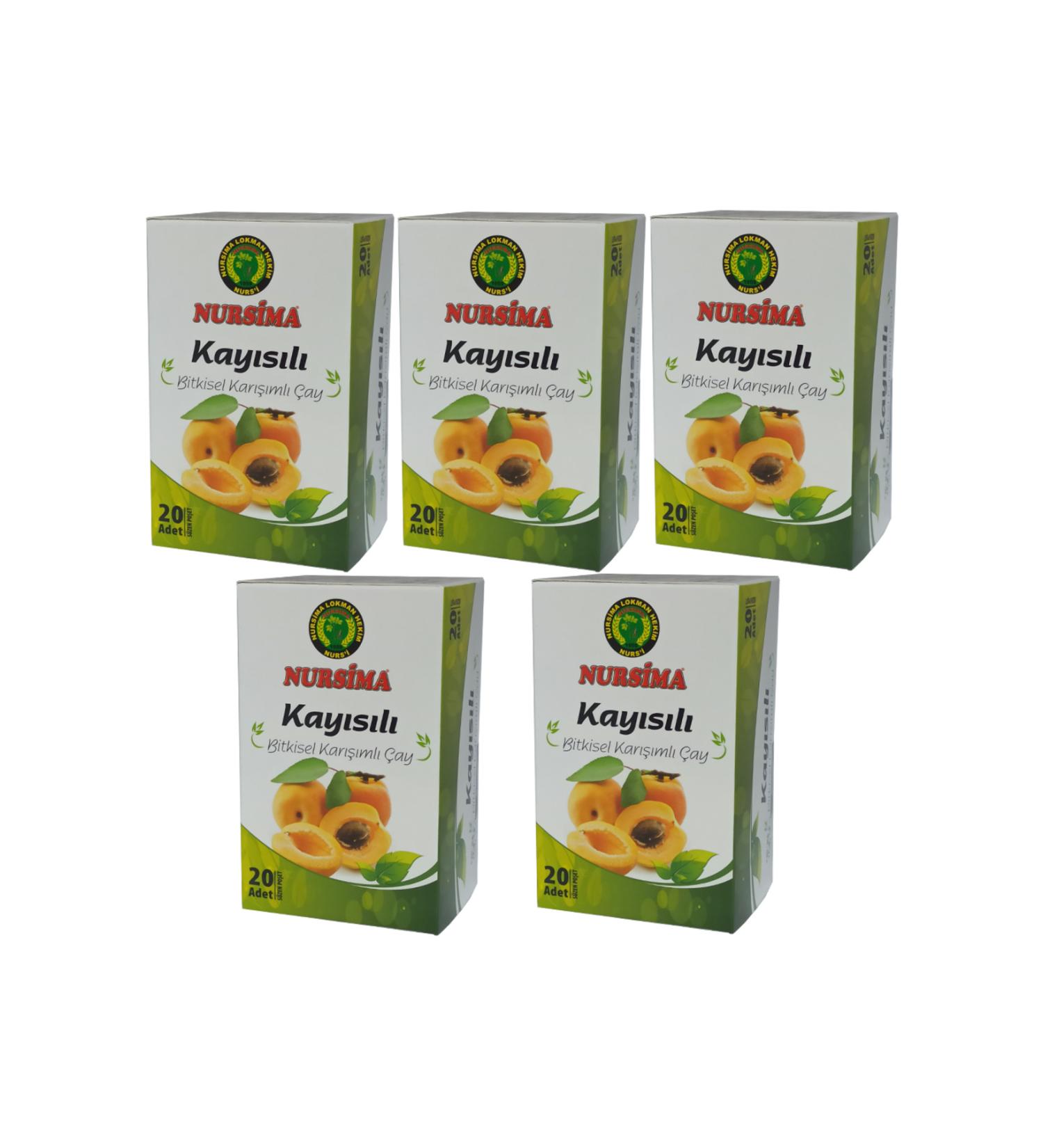 Nursima Apricot Herbal Mixed Tea 20 Filter Bags 5 Boxes
