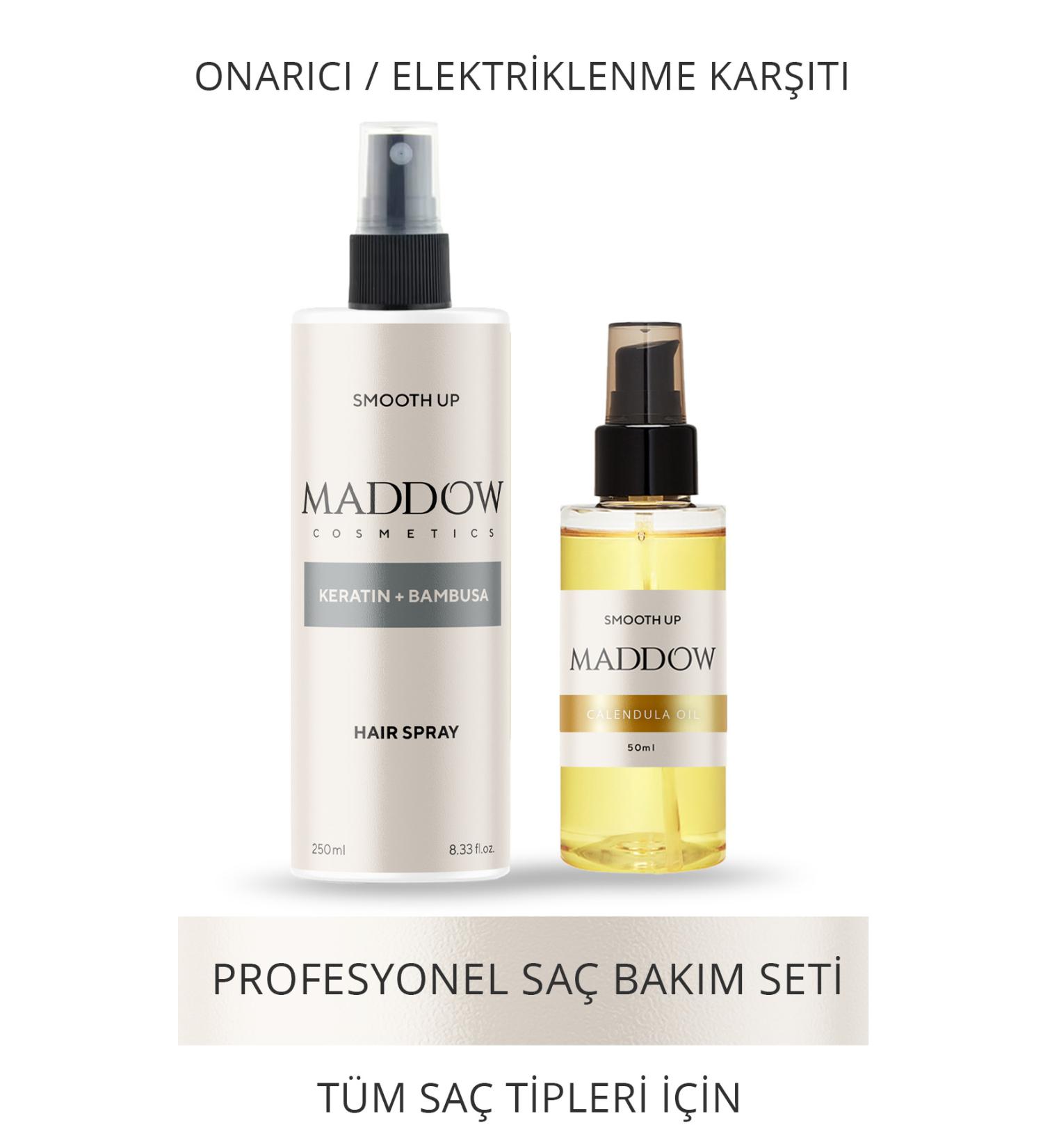 Maddow Cosmetics 2-Piece Hair Care Set - Keratin Bambusa Liquid Conditioner & Calendula Oil Anti-Friction Hair Oil - Buy Online on GoSupps.com