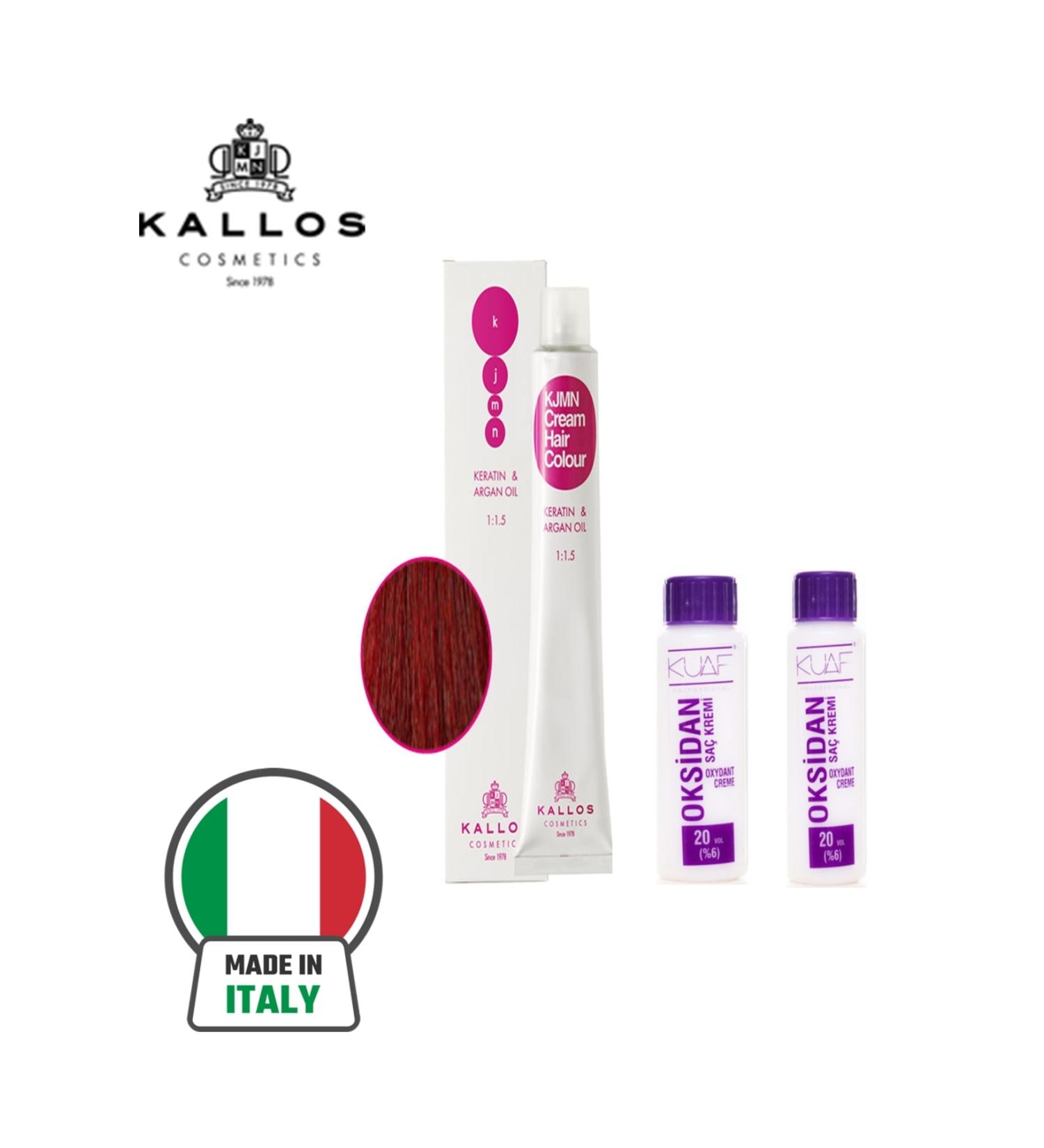Kallos Cosmetics KALLOS KJMN Cream Hair Dye 5.66 Light Brown Red KERATIN & ARGAN Italian Hair Dye 100ML