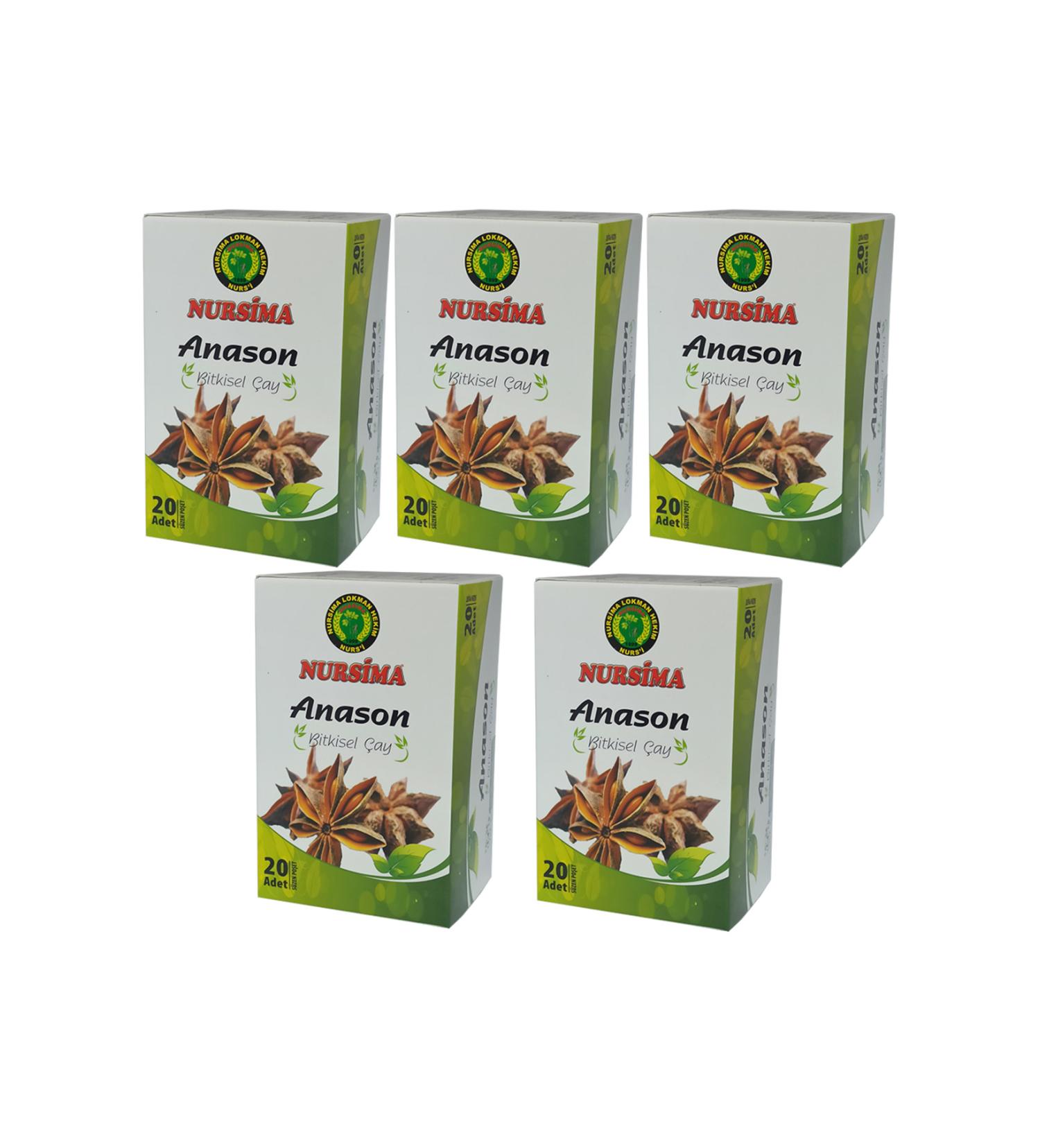 Nursima Anise Herbal Tea 20 Filter Bags 5 Boxes
