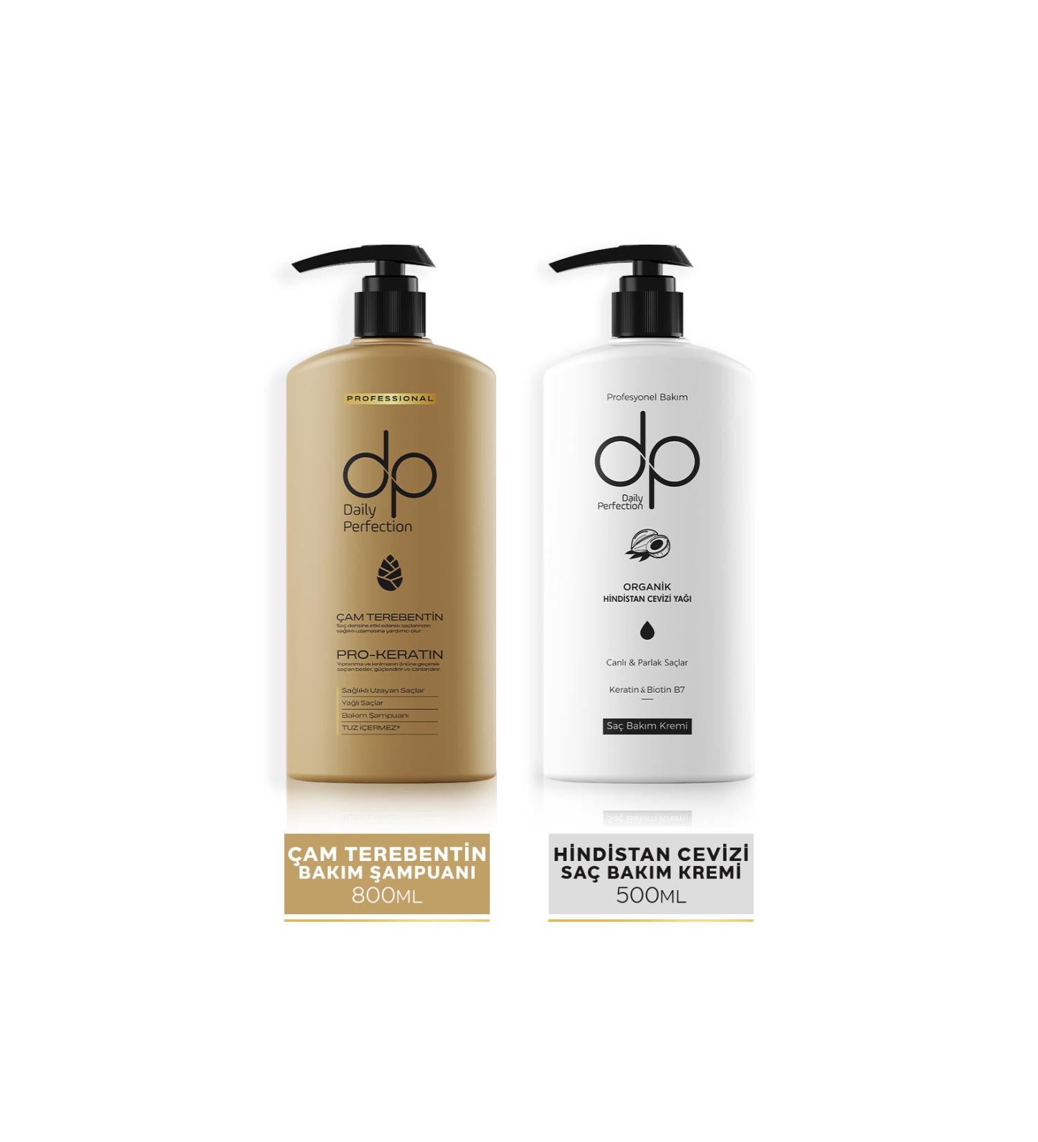 dp Daily Perfection Daily Perfection 1 Piece Pine Turpentine Shampoo (800 ML) 1 Piece Hair Conditioner Coconut (500 ML) - Buy Online on GoSupps.com