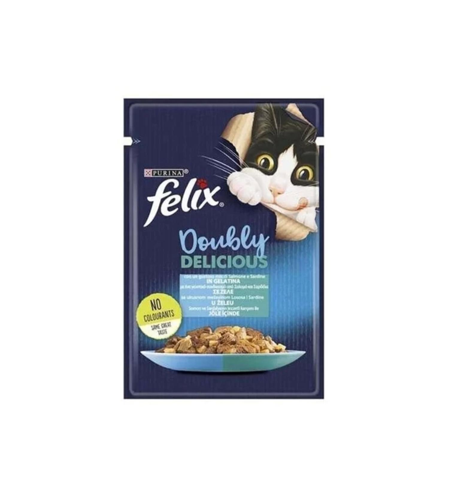 FELIX Fresh Salmon and Sardine Jelly Pouch Adult Canned Cat Food 85 gr