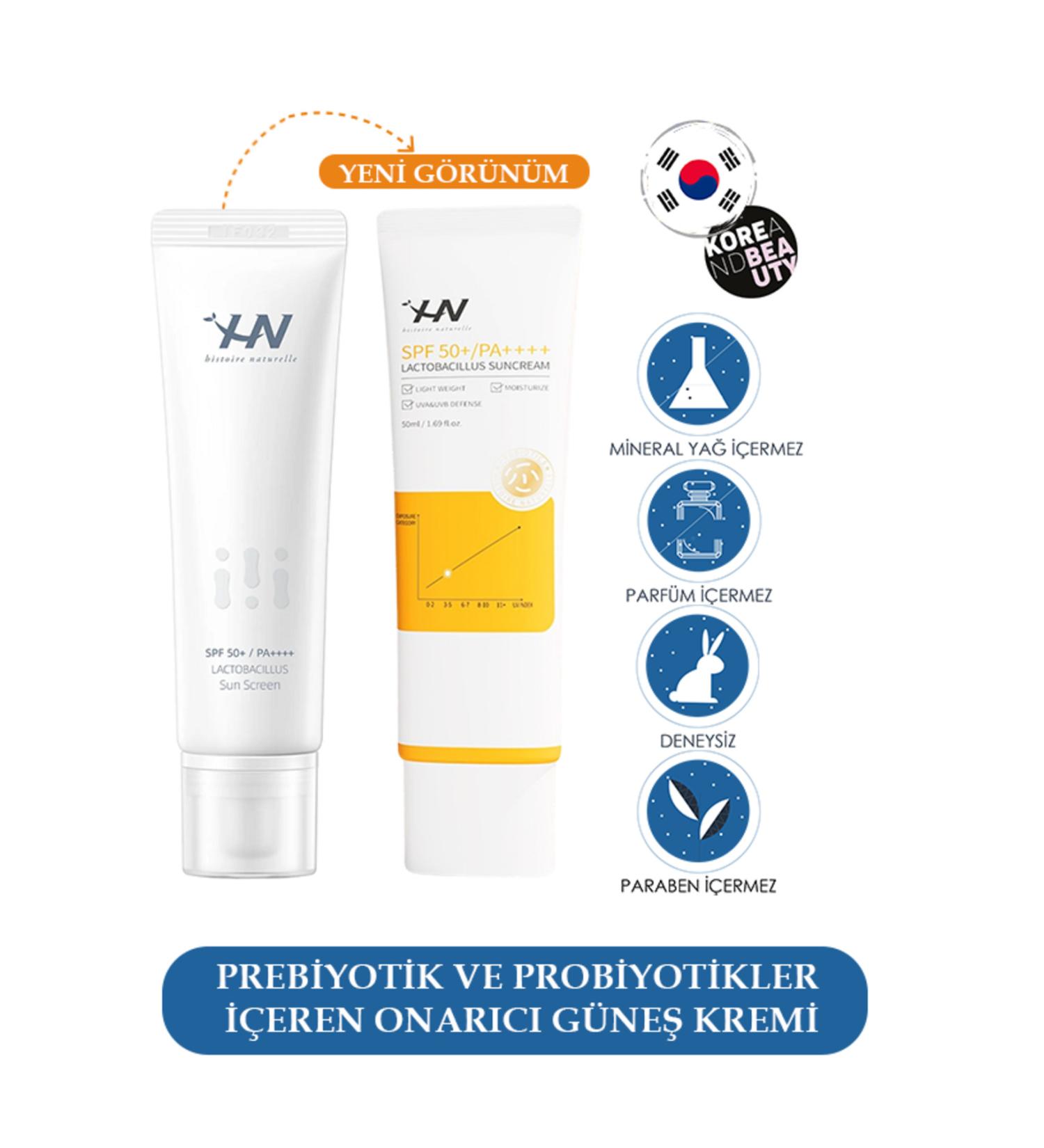 HISTOIRE NATURELLE Hn Lactobacillus Sunscreen 50 ml - Repairing Sun Cream with Prebiotics and Probiotics - Buy Online on GoSupps.com