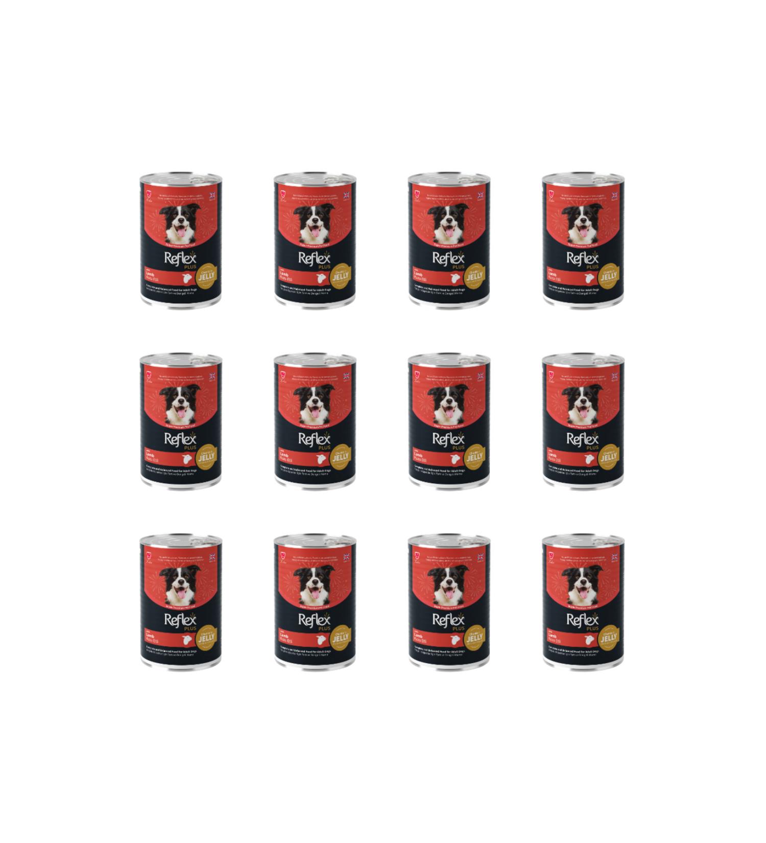 Reflex Plus Canned Lamb Meat Adult Dog Food in Jelly 400 Gr (12 Pieces)