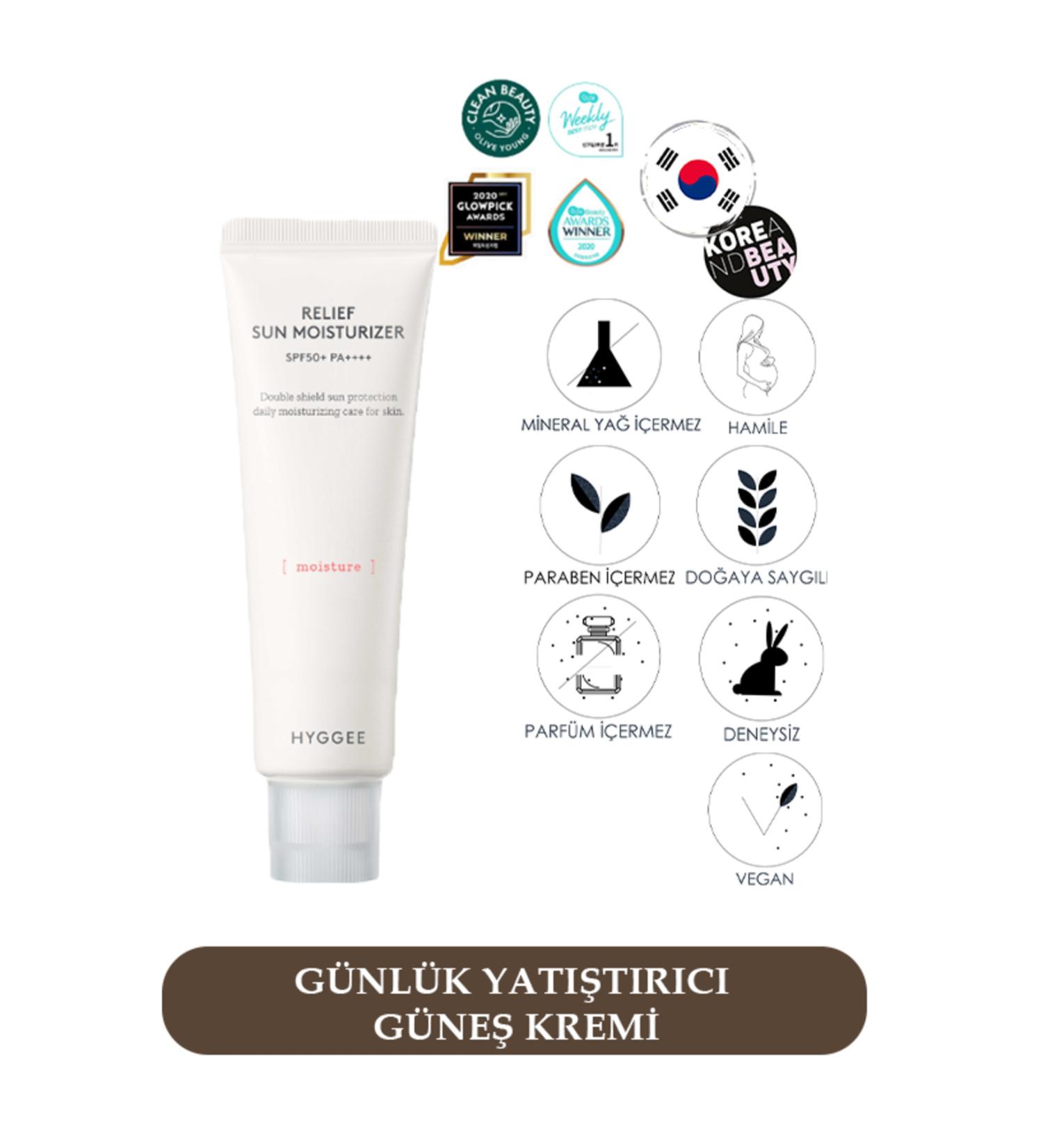 HYGGEE Relief Sun Moisturizer 50 Ml - Soothing Sunscreen Hybrid (CHEMICAL PHYSICAL FILTER) - Buy Online on GoSupps.com