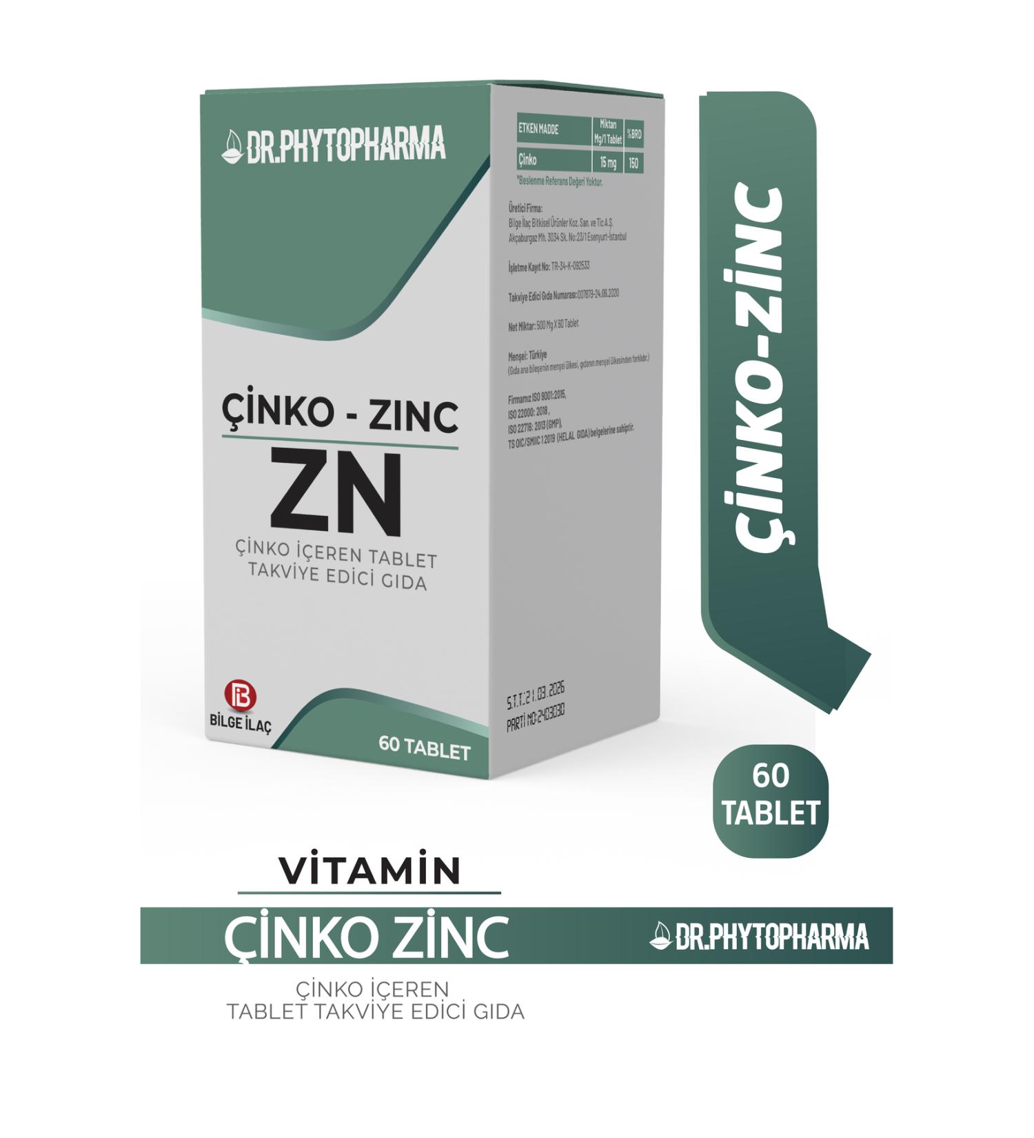 Dr Phytopharma Zinc Tablet Supplementary Food 500mg 60 Tablets