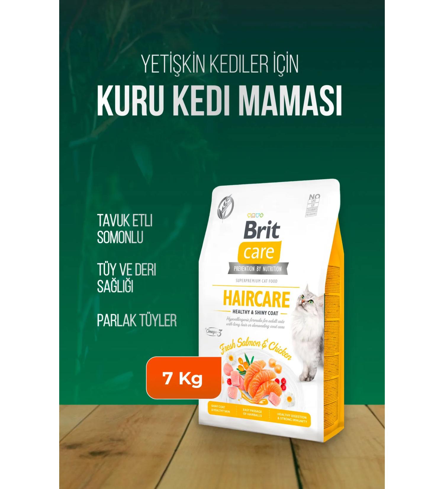 Brit Care Haircare Adult Cat Food for Skin and Fur Health with Salmon and Chicken 7 Kg