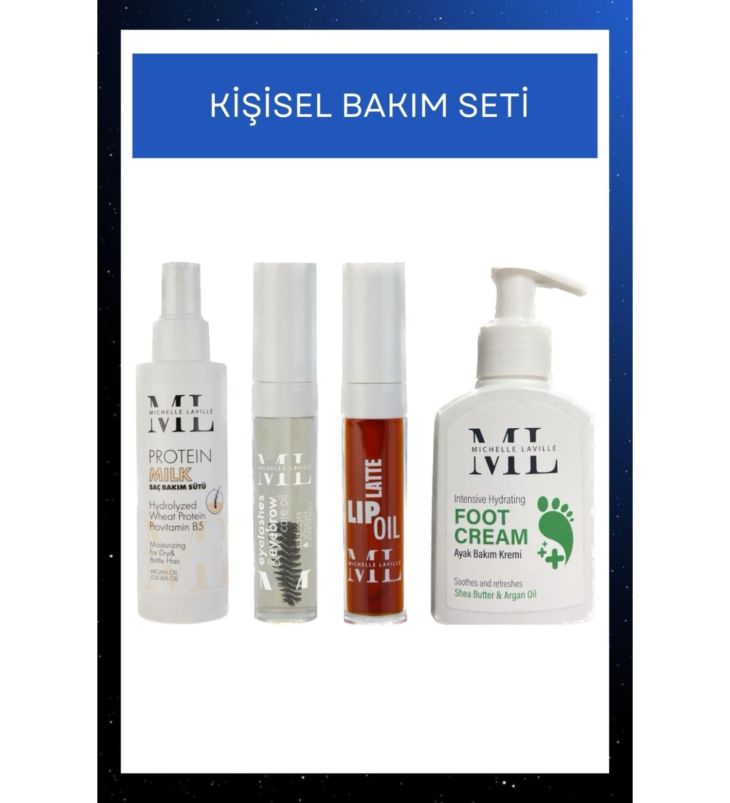 Michelle Laville Eyebrow Eyelash Oil Latte Lip Oil Foot and Heel Crack Cream Hair Milk Introduction Set