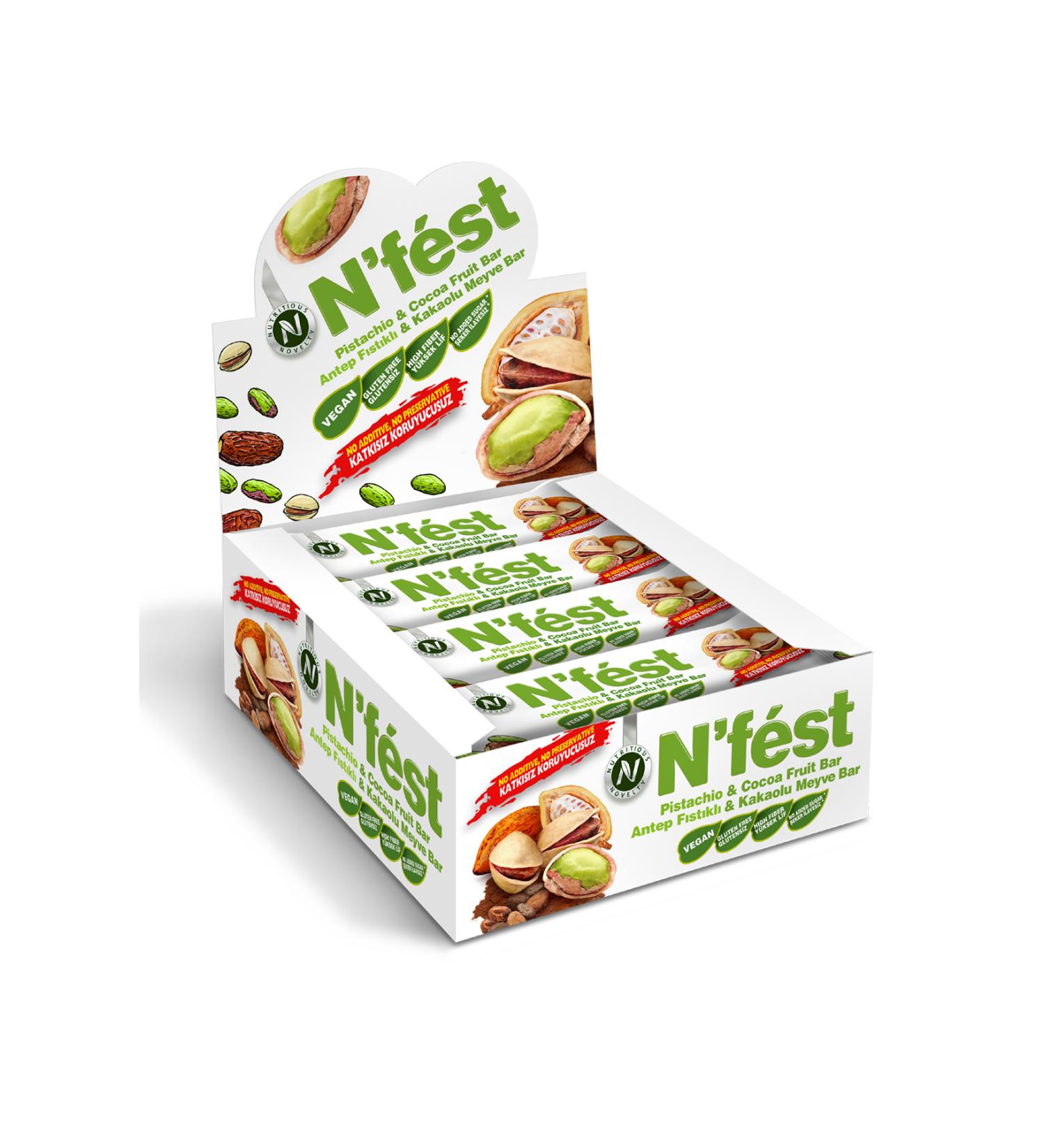 Nfest Fruit Bar with Pistachio and Cocoa 40g x 12 Pieces - Buy Online on GoSupps.com