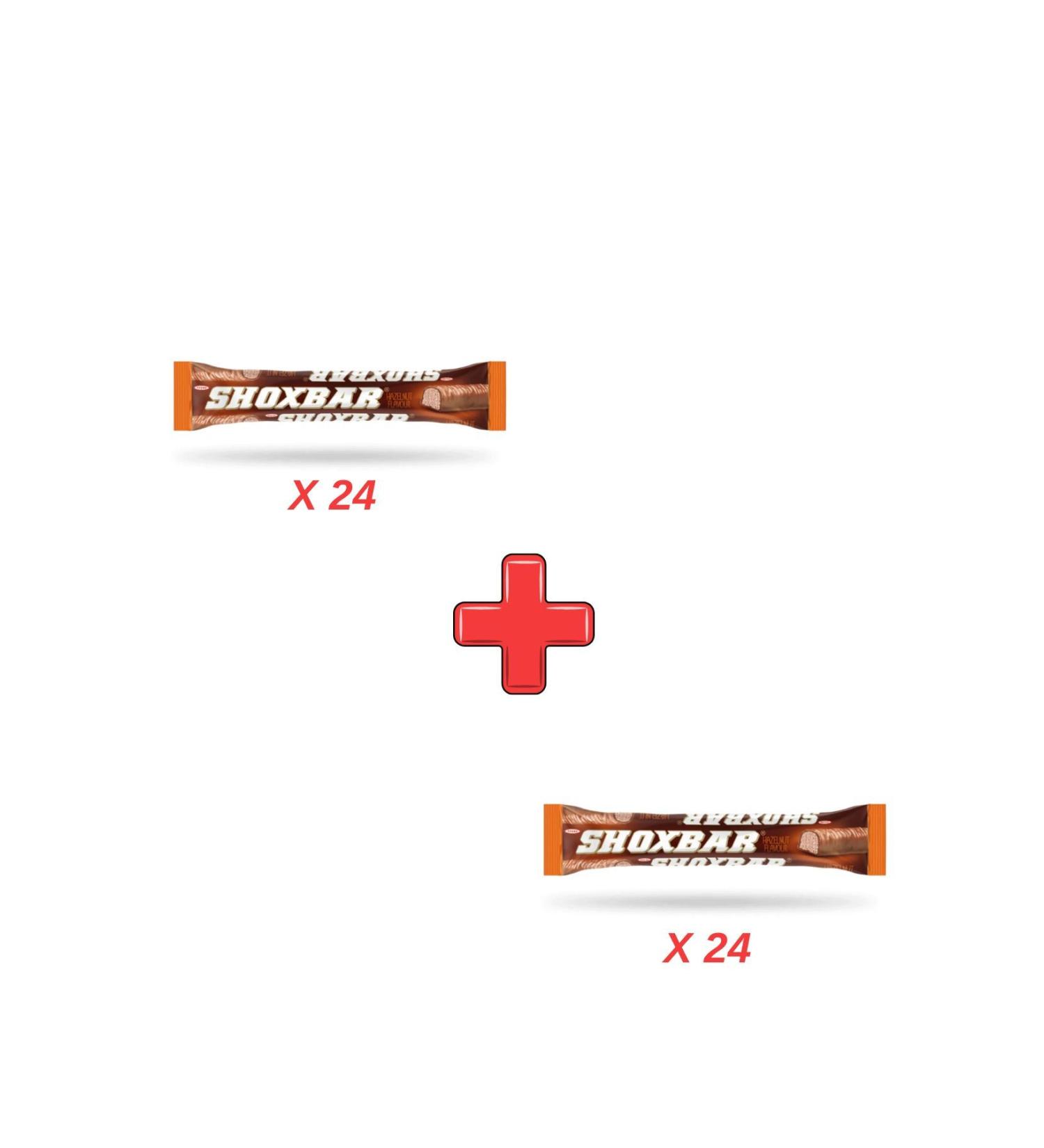 TAYA Shox Bar Cocoa Coated Hazelnut Flavored Cocoa Nougat Bar 15 Gr X 24 Pieces Boxed 2-Pack