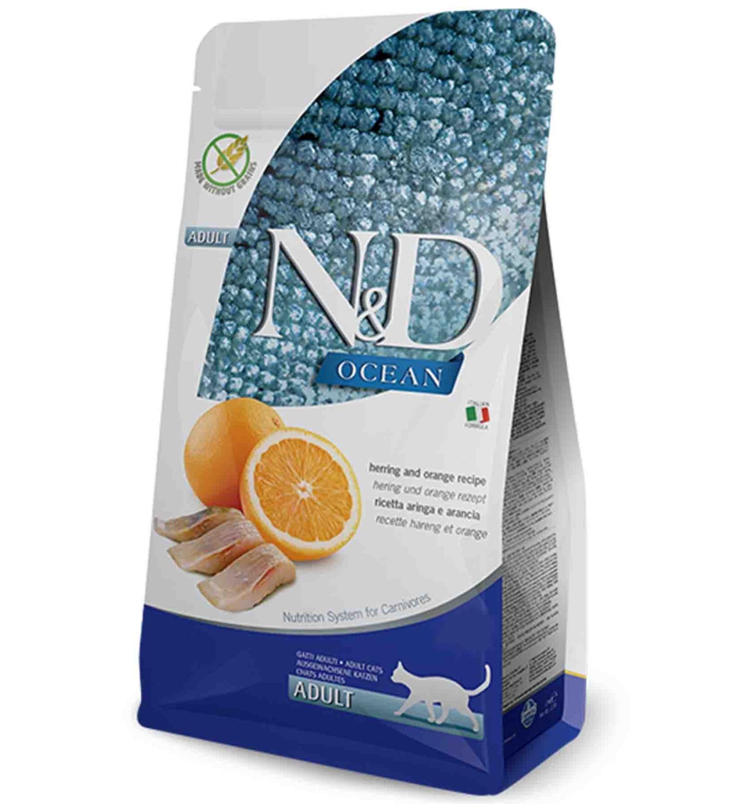 N & D ND Ocean Grain-Free Herring & Orange Adult Cat Food 10 kg