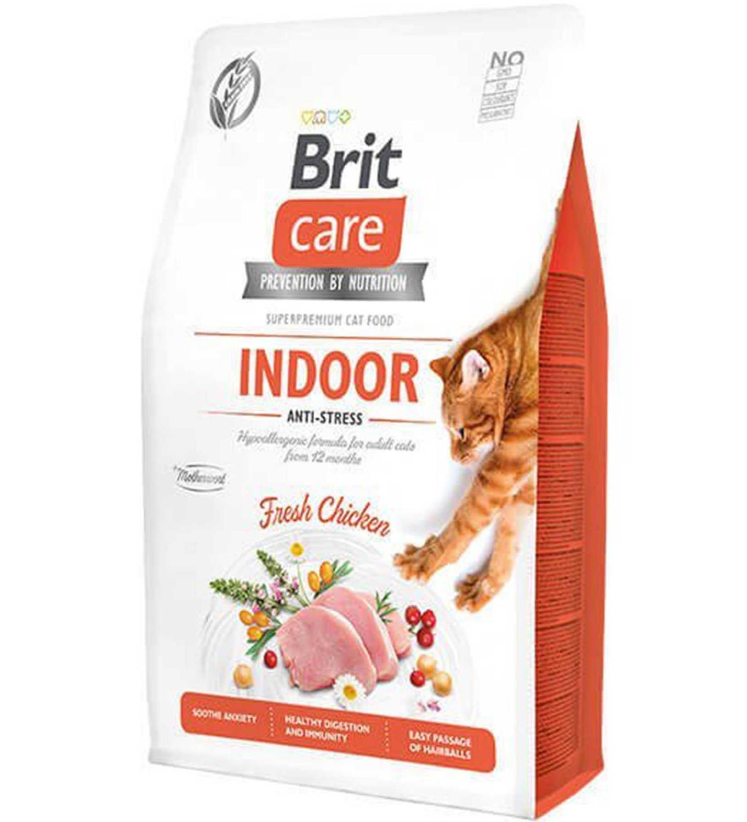 Brit Care Indoor Stress Reducing Grain Free Adult Cat Food for Indoor Cats 2kg