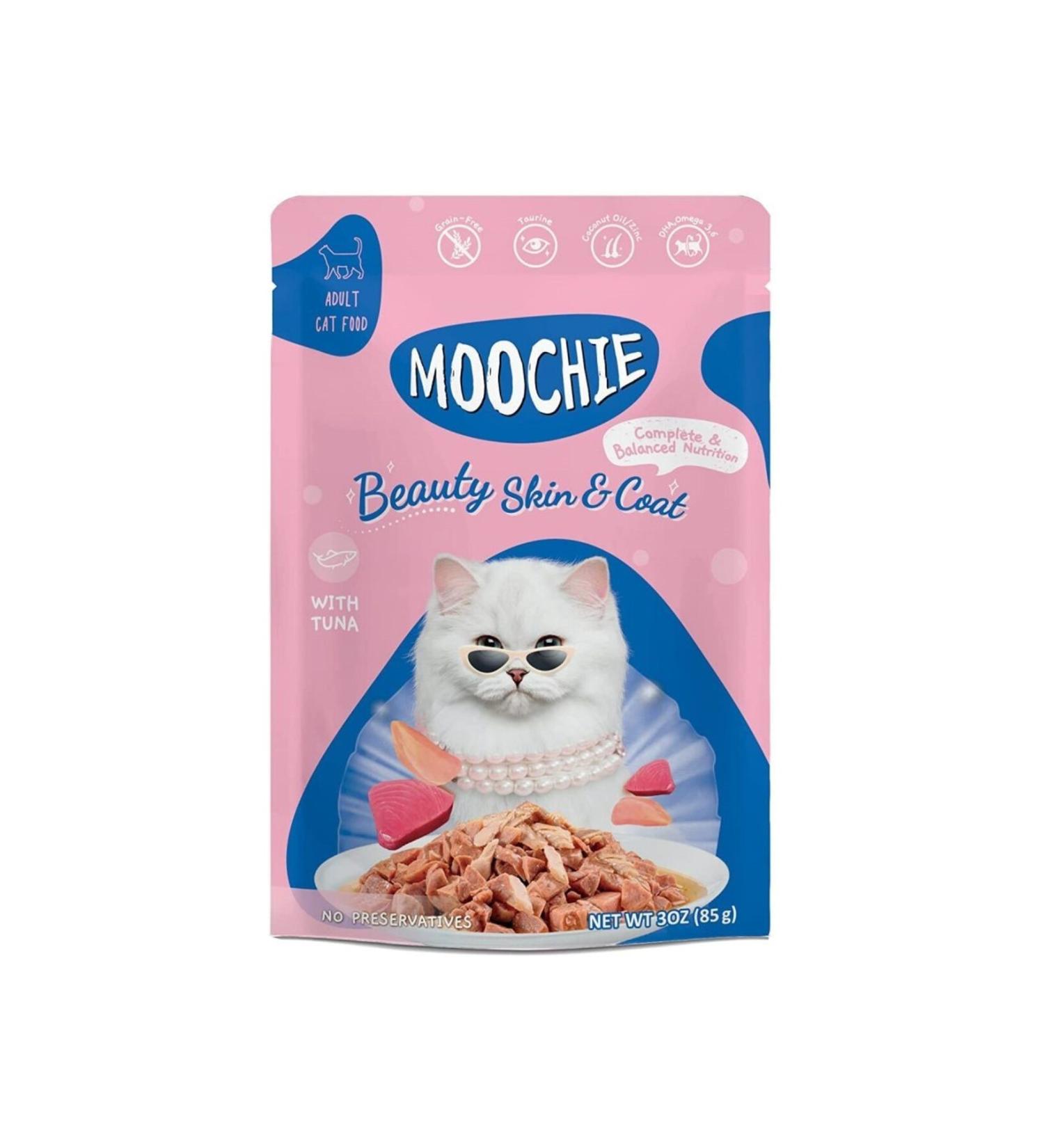 MOOCHIE Tuna Minced Meat Cat Food - Beauty Skin & Coat 12 x 70g Bag